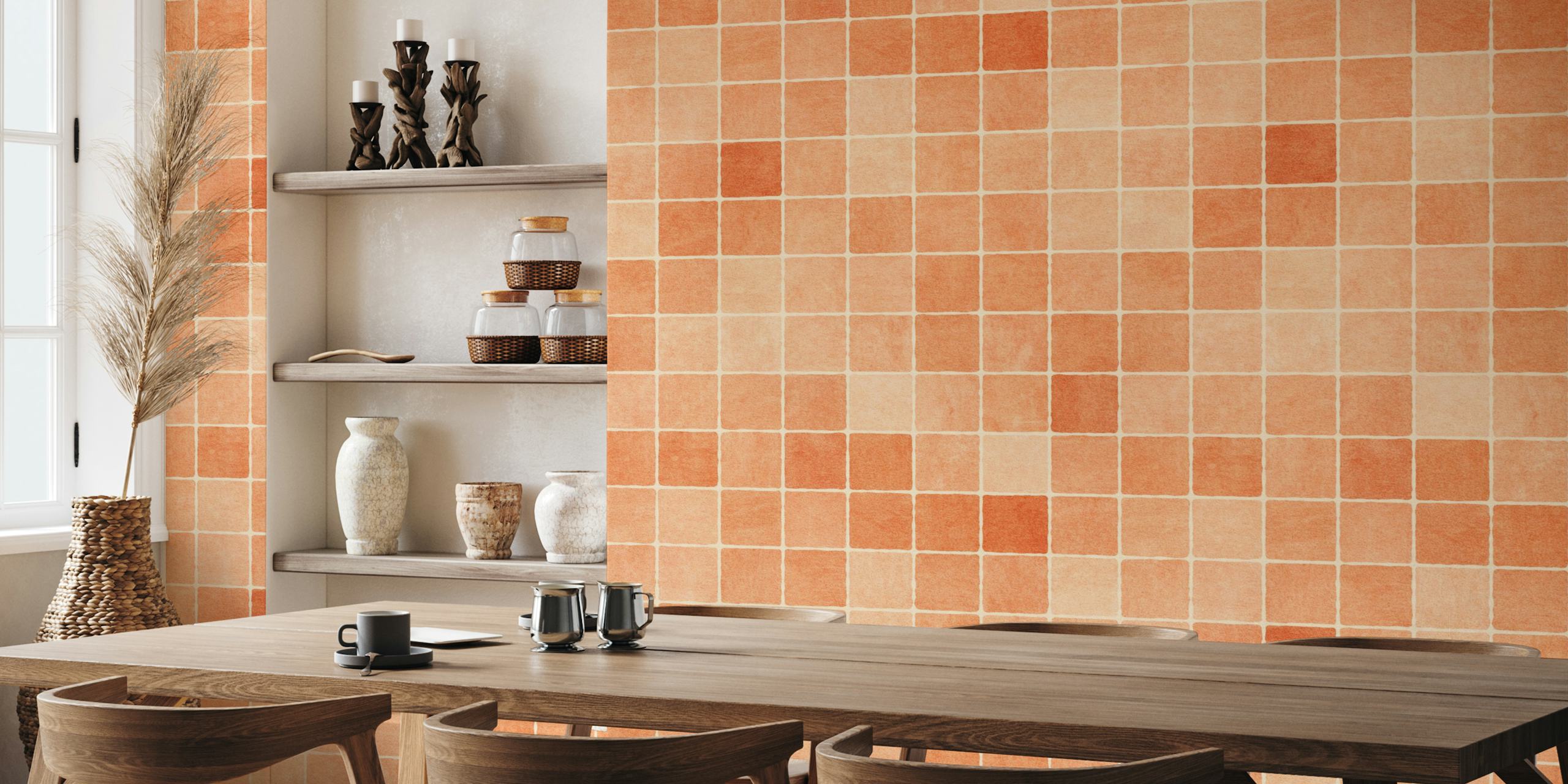 Design De Papier Peint Mosaic Dans Une Pièce Confortable