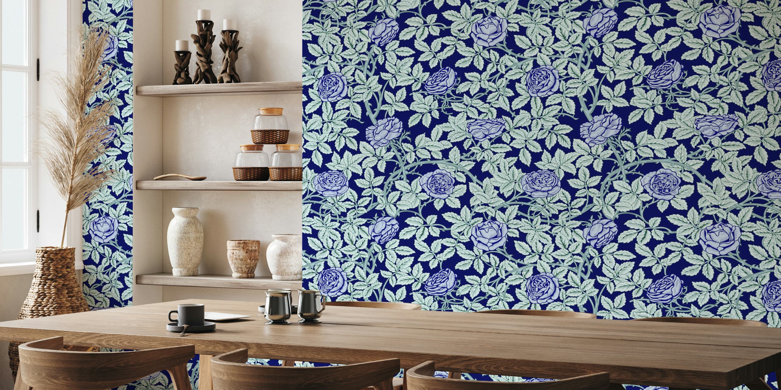 Victorian Rambling Rose wallpaper in a room