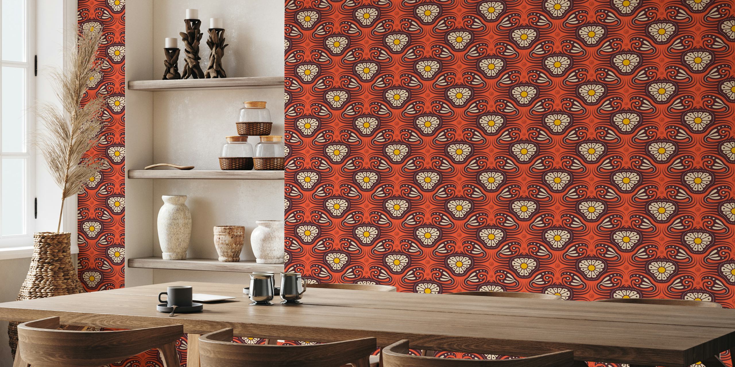 KF 0240 A - Vintage Retro Crab Floral tapetdesign.