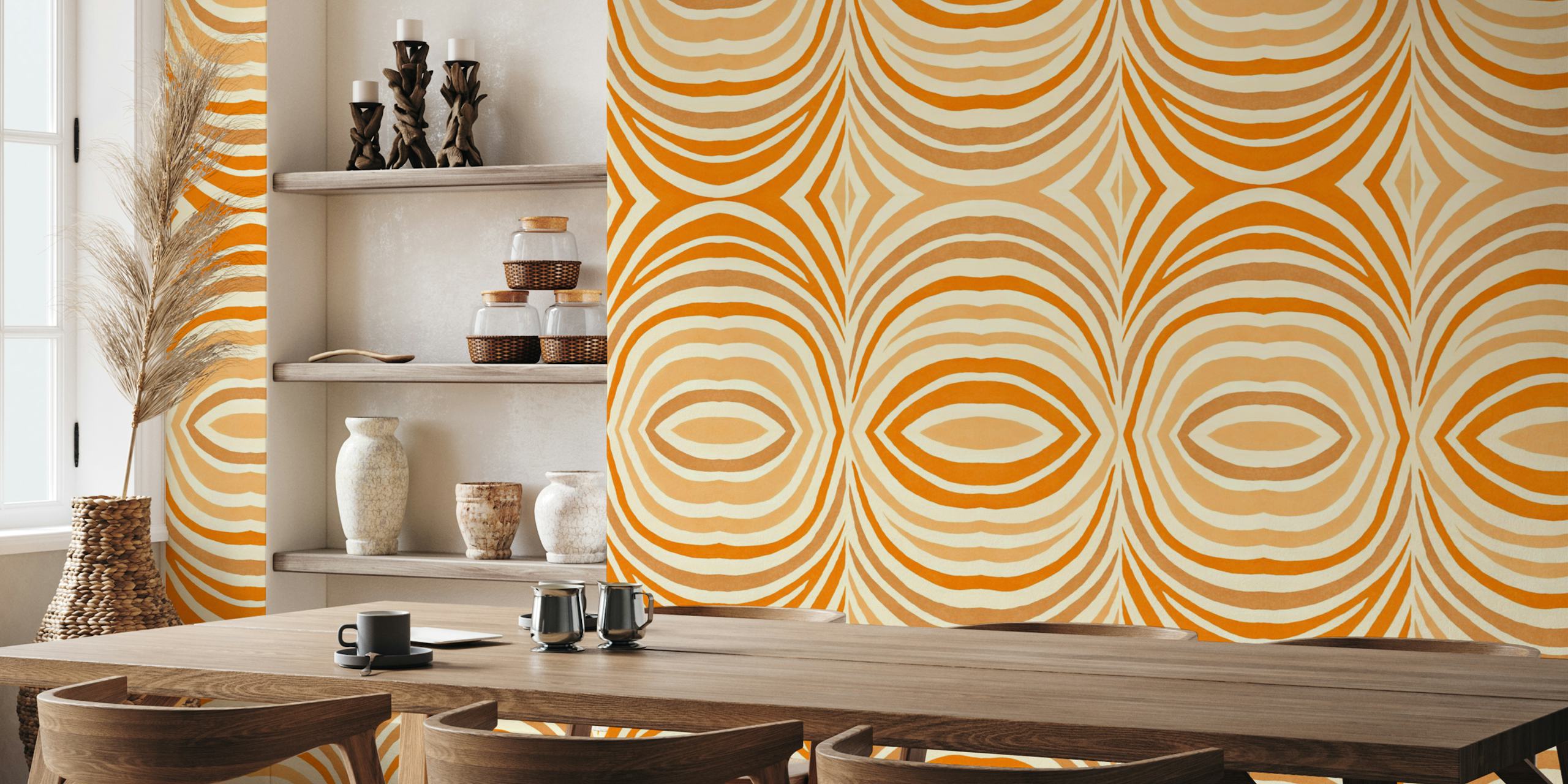 Ταπετσαρία Boho Retro Pattern Warm Tangerine