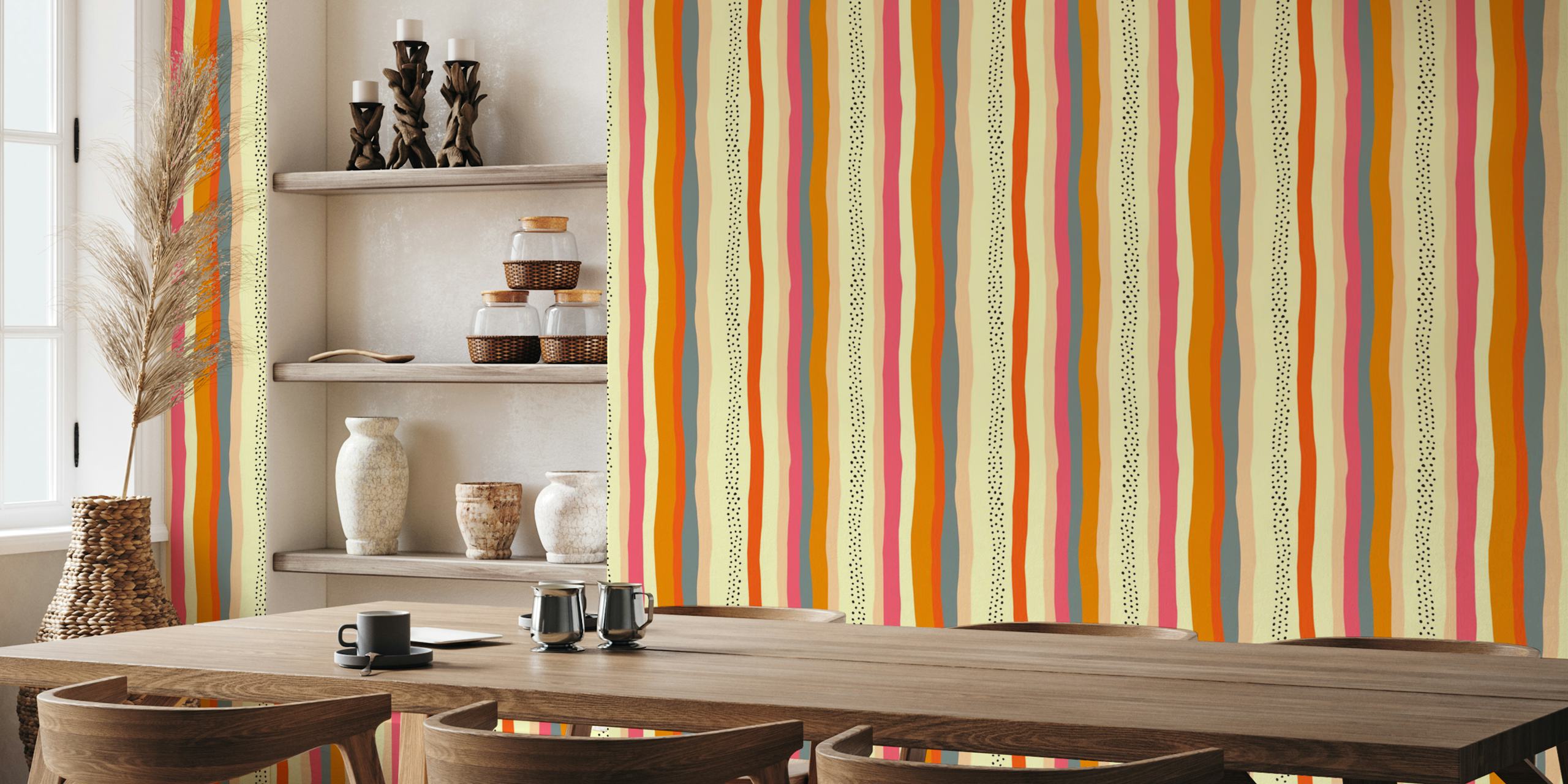 Σχέδιο ταπετσαρίας Bright Playful Wavy Stripes and Dots