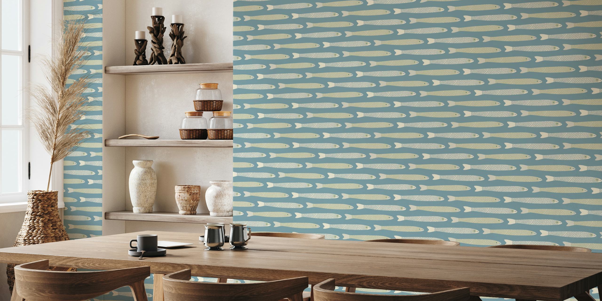 Ankovies Cream Sage Fish Horizontal På Blå