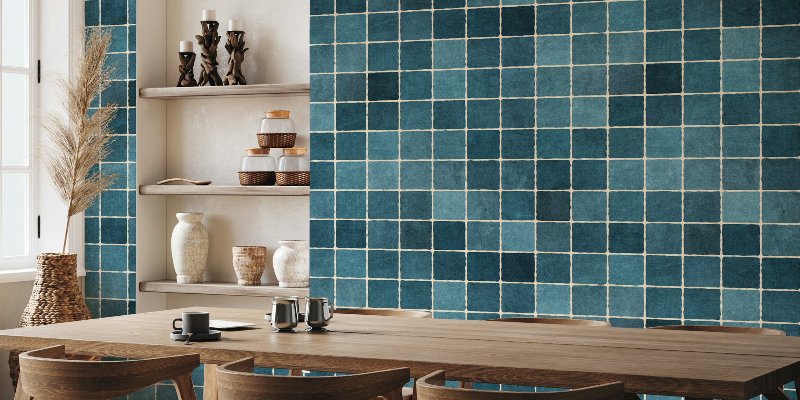 Design De Papel De Parede Mosaic Em Um Quarto