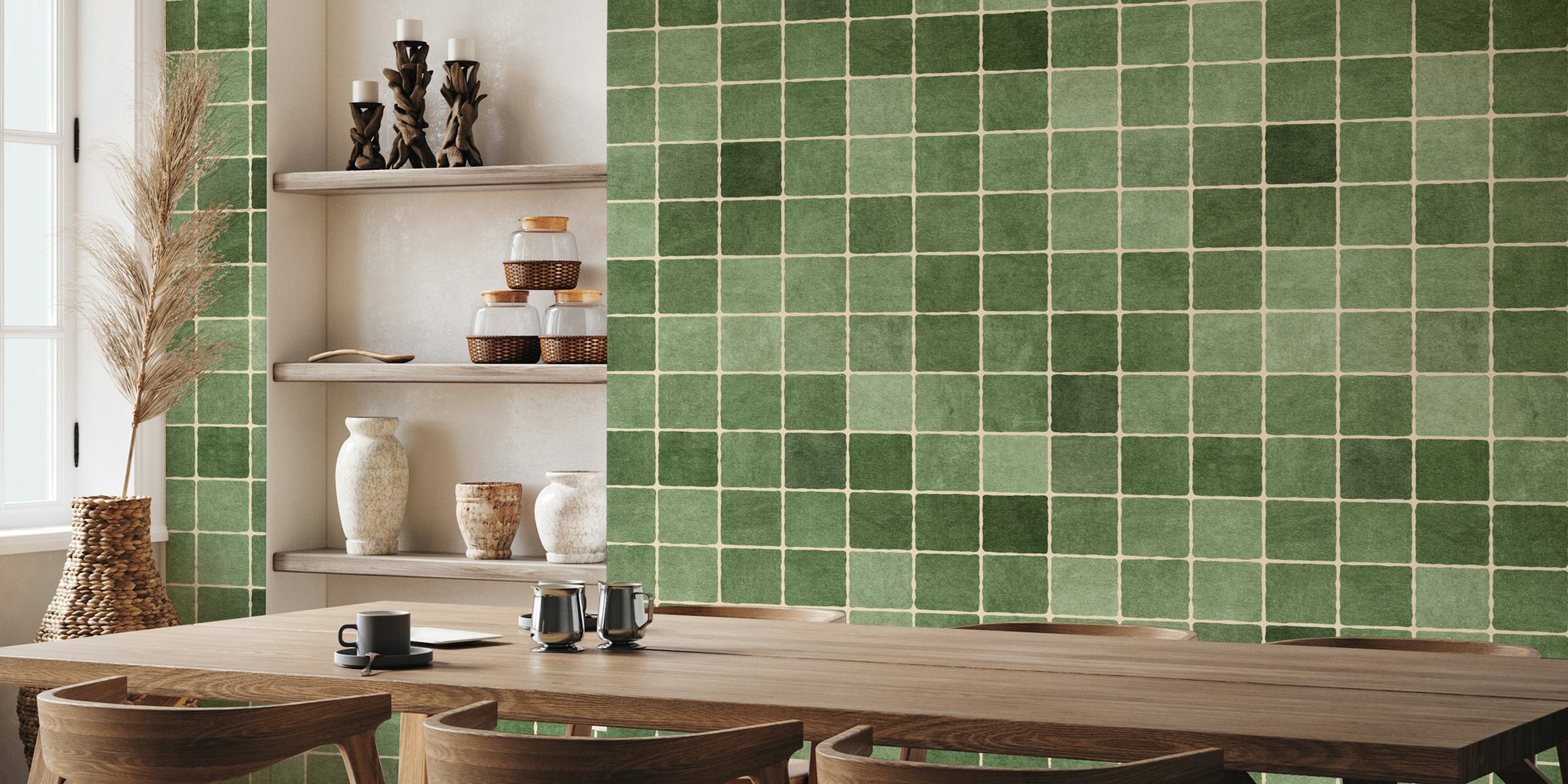 Carta da parati Olive mosaic in un interno elegante
