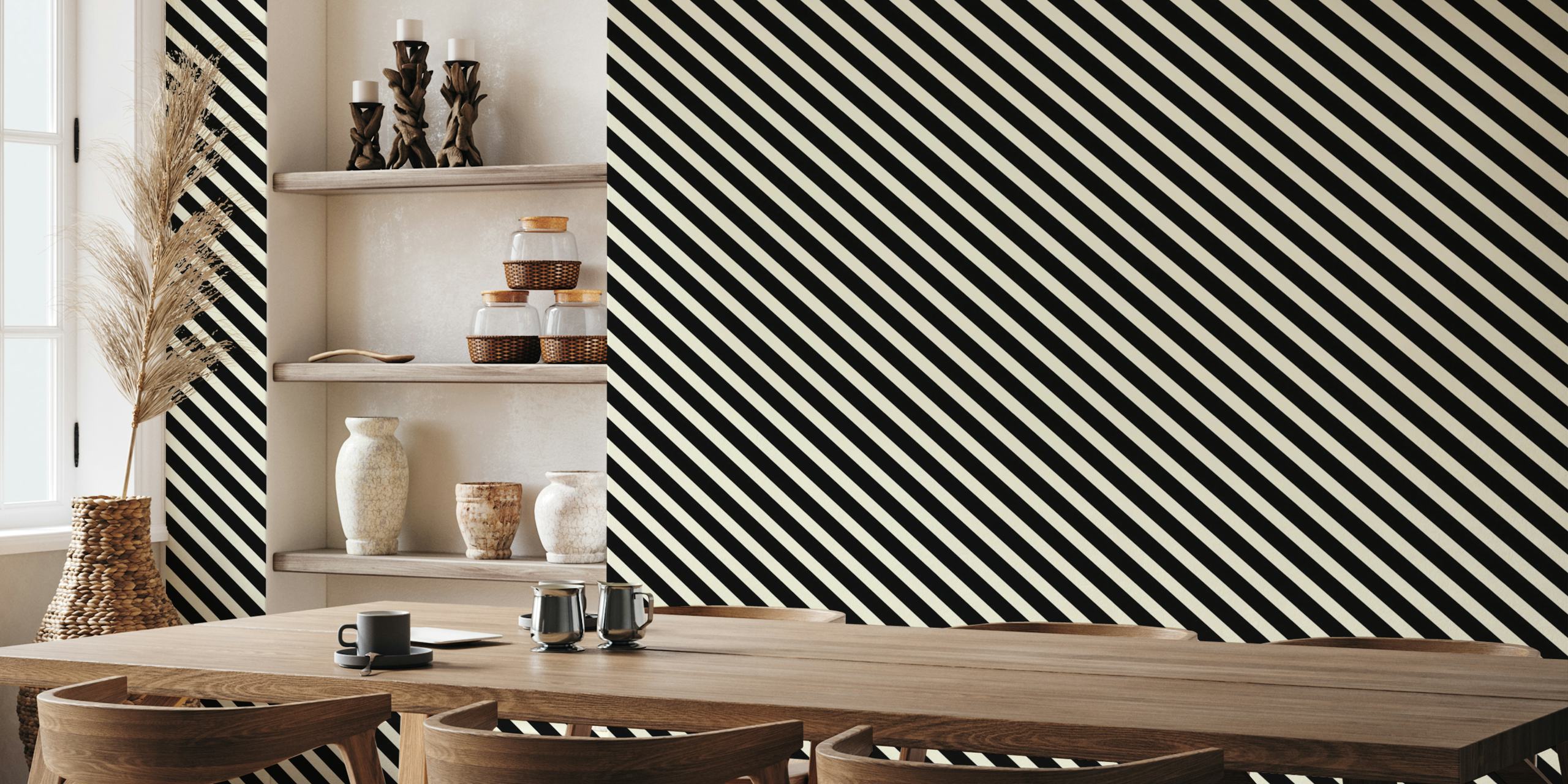 Black striped tapeta v pokoji