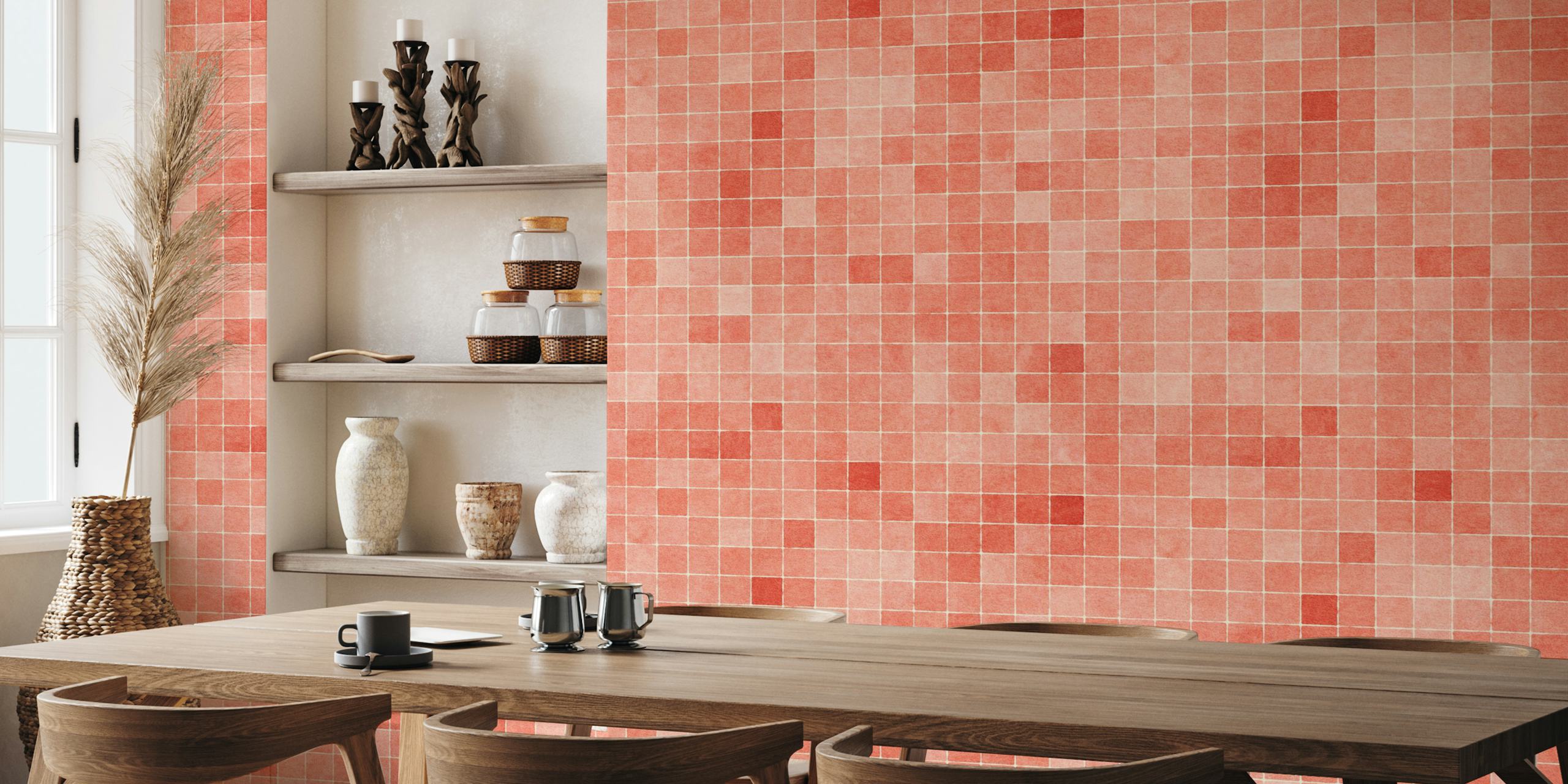 Guava Mosaic Tapetdesign I Ett Rum