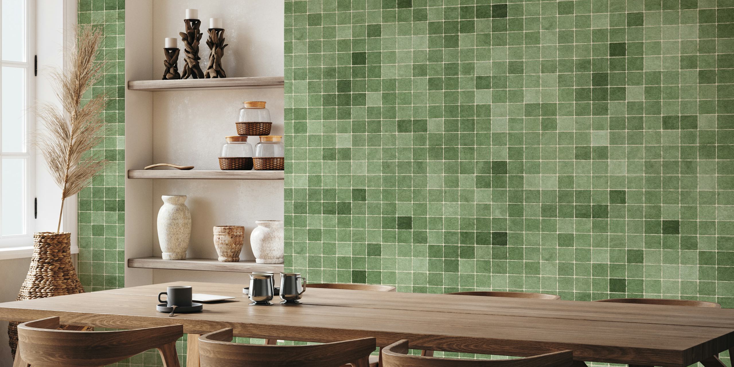 Mosaic - 002 - Olive behang in een kamer