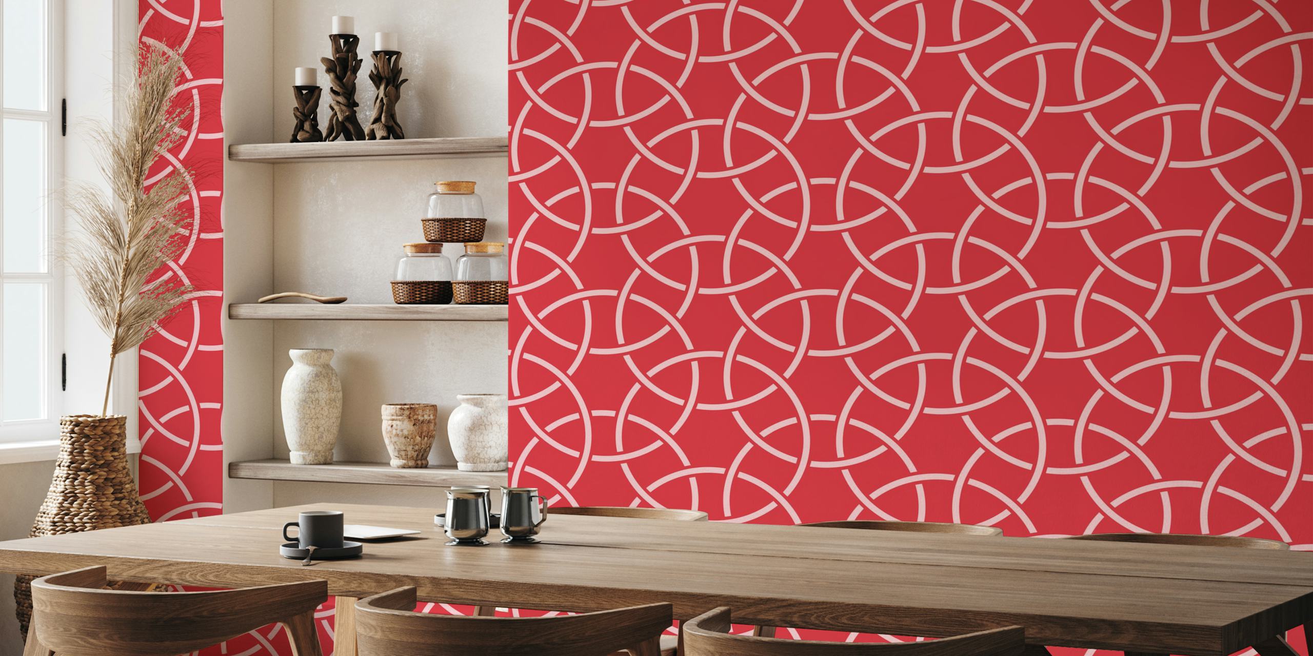 Papier peint rouge arabesque art style dans une chambre