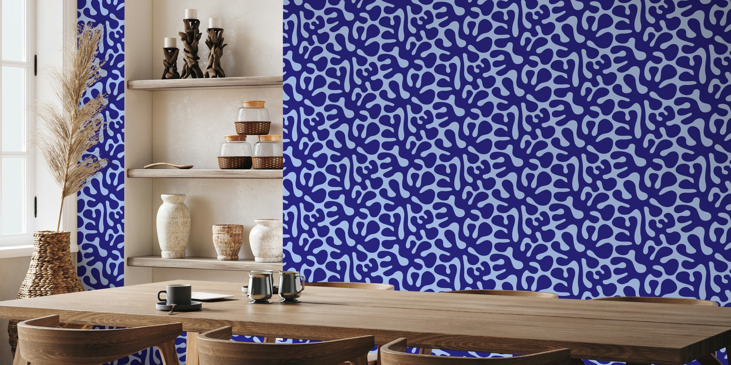 Abstract Plants / Coral / Animal Print 3202B Em Um Quarto