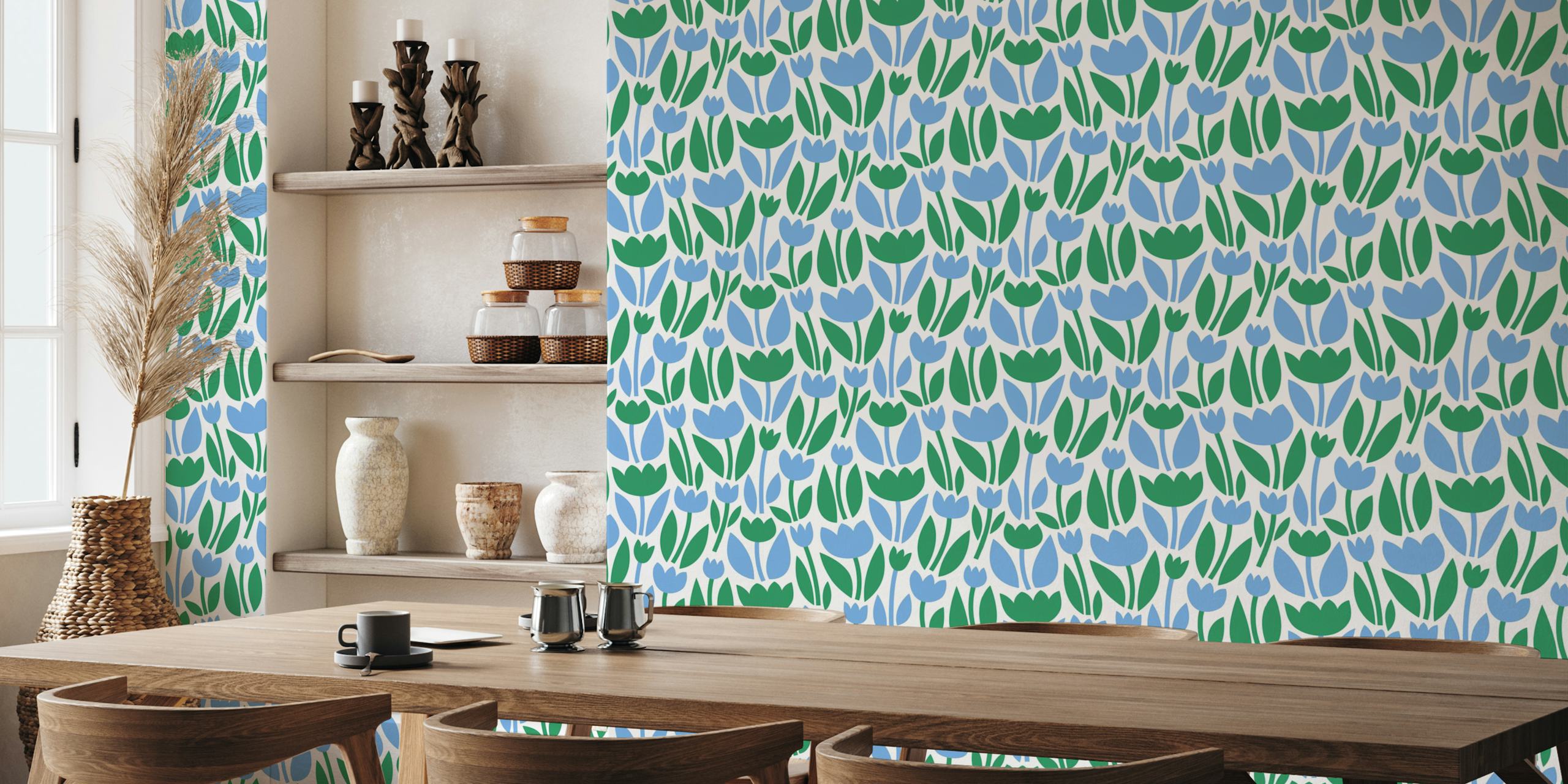 Dancing Tulips wallpaper in a room