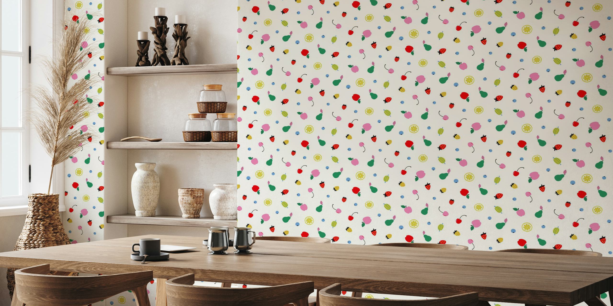 Fruit Ditsy wallpaper in a room