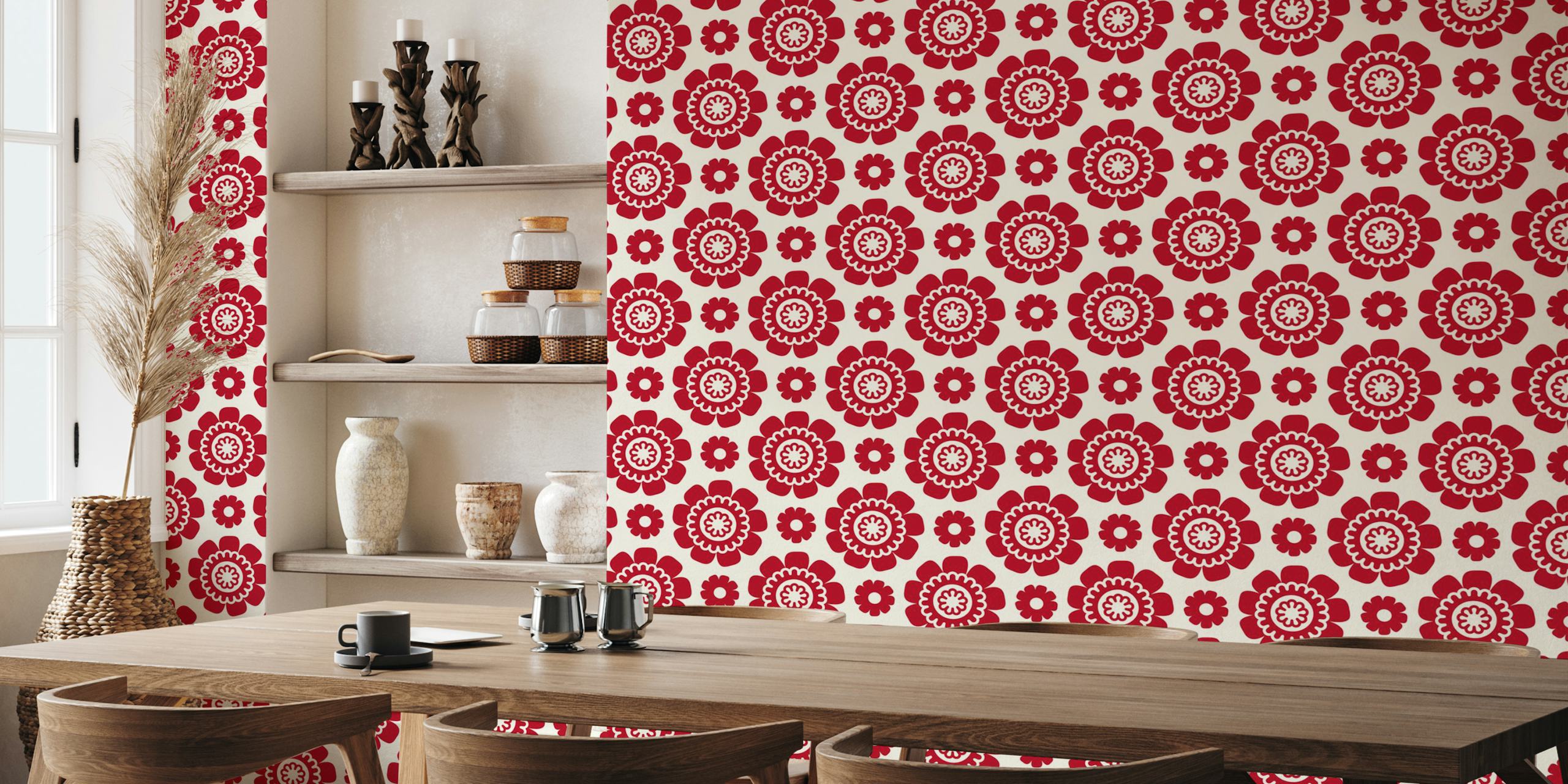 Fotomural con estampado de margaritas rojas en happywall.com