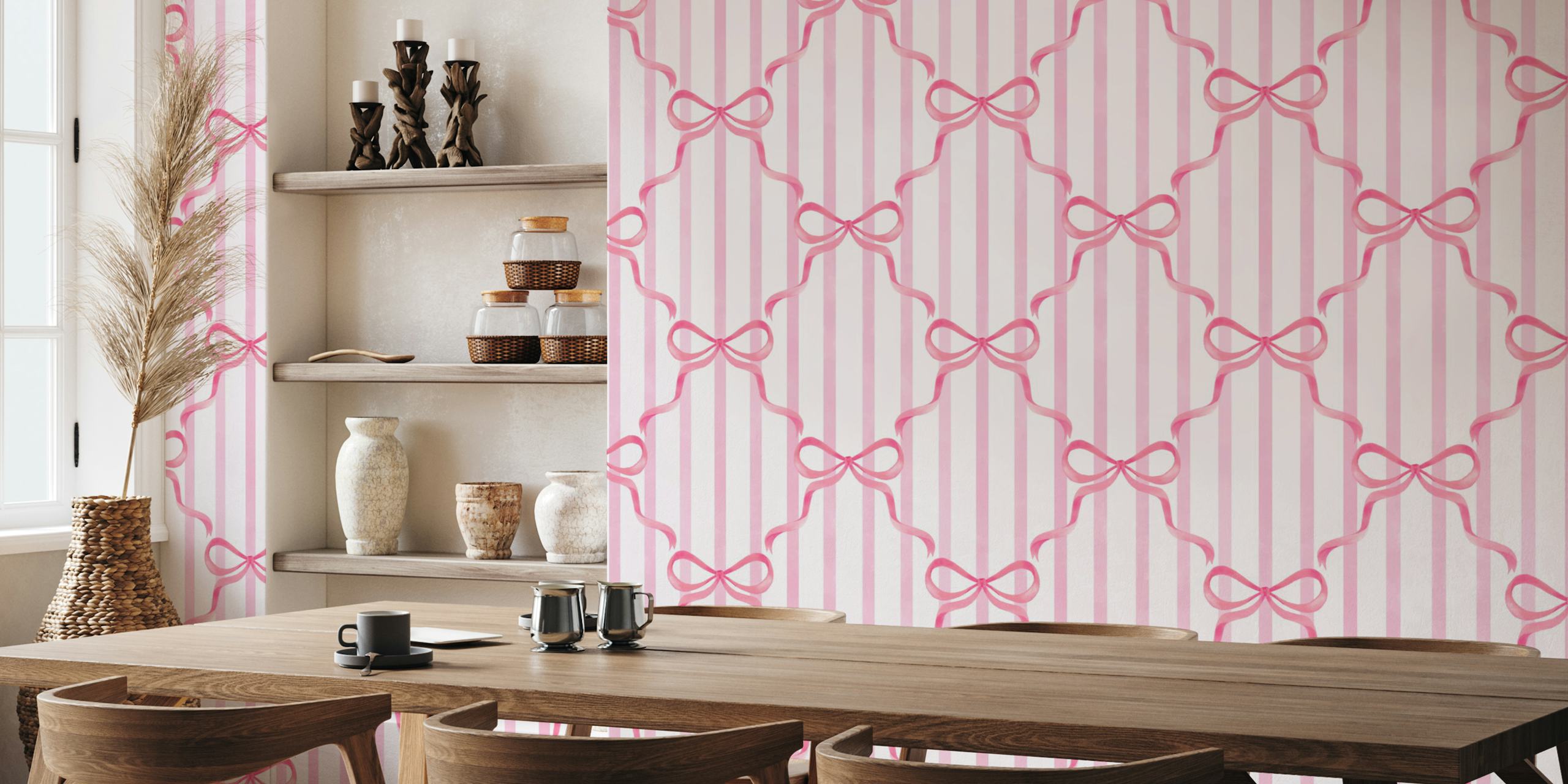 Tapeta Pink Coquette Stripes v pokoji