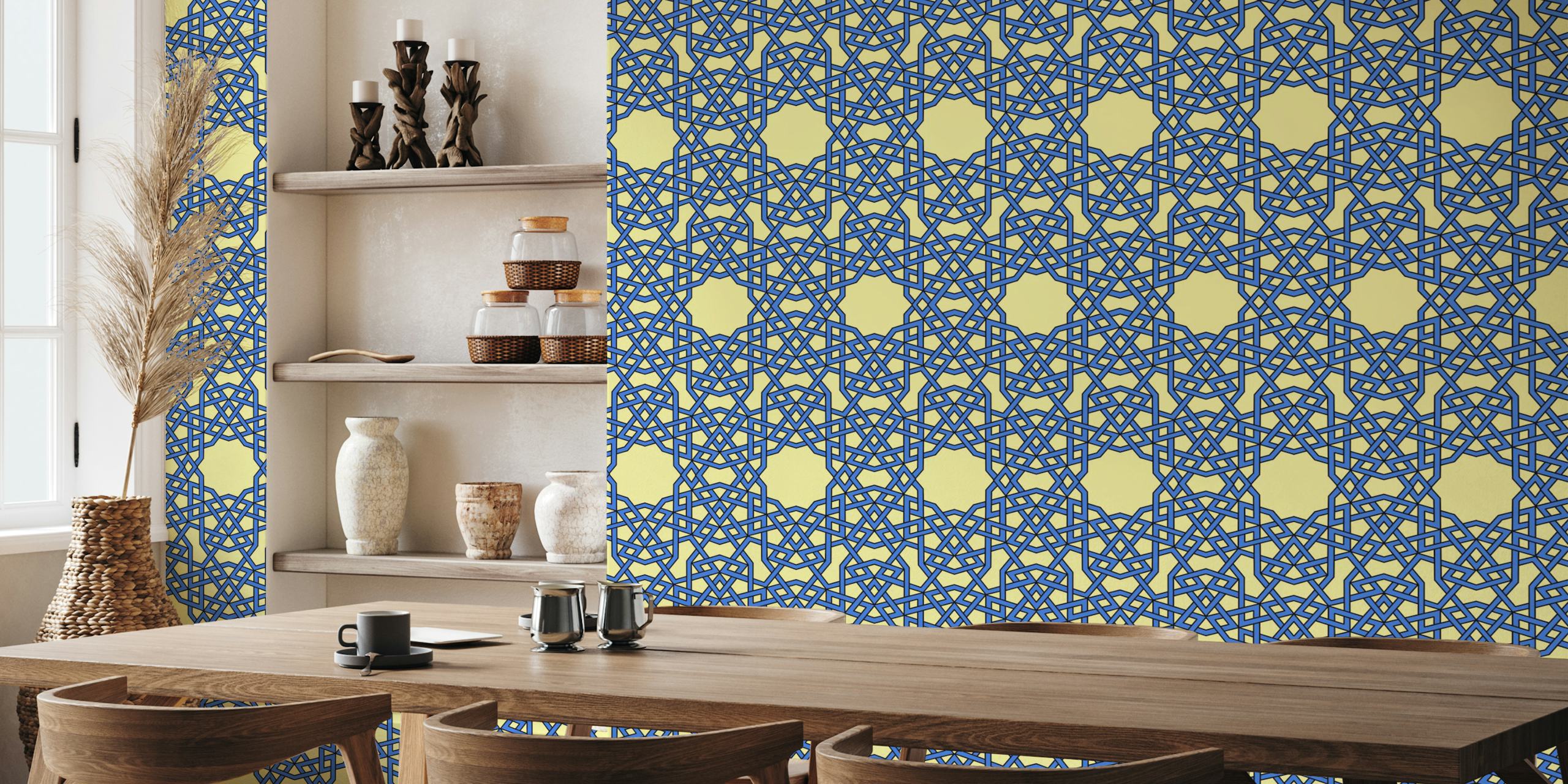 Arabesque art style μπλε ταπετσαρία
