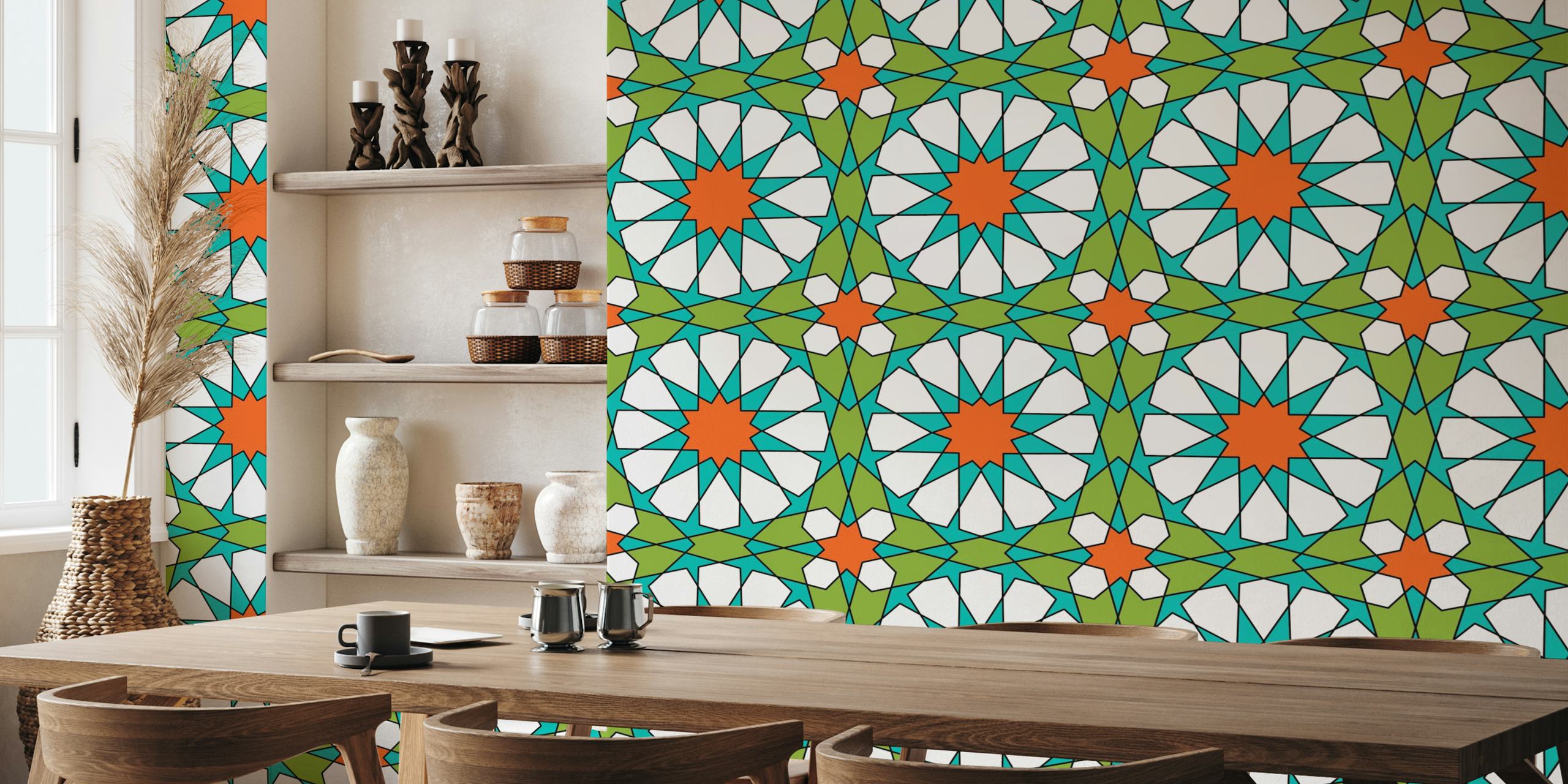 Arabesque art style wallpaper in a room