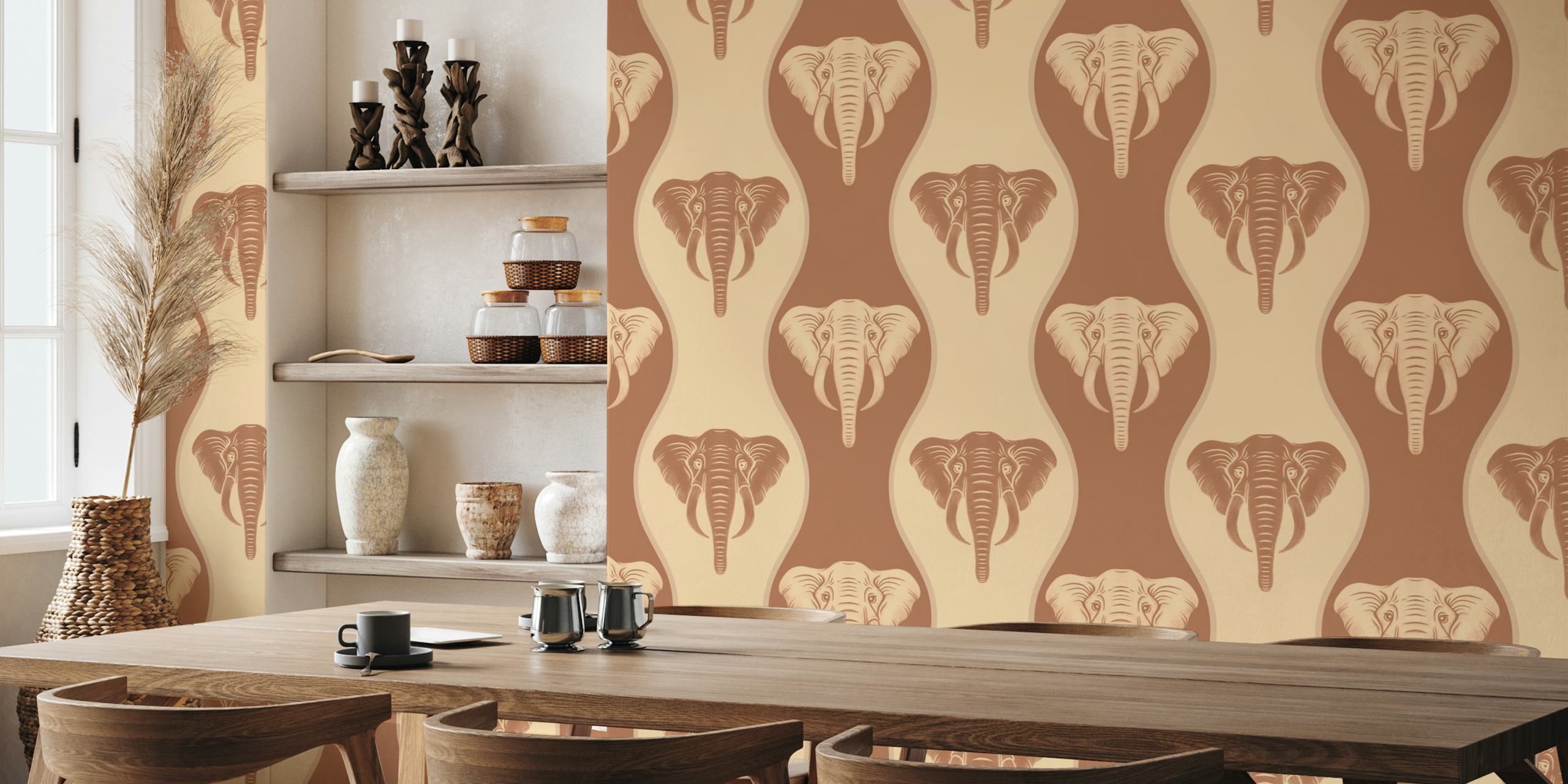 African elephant heads papier peint dans une pièce