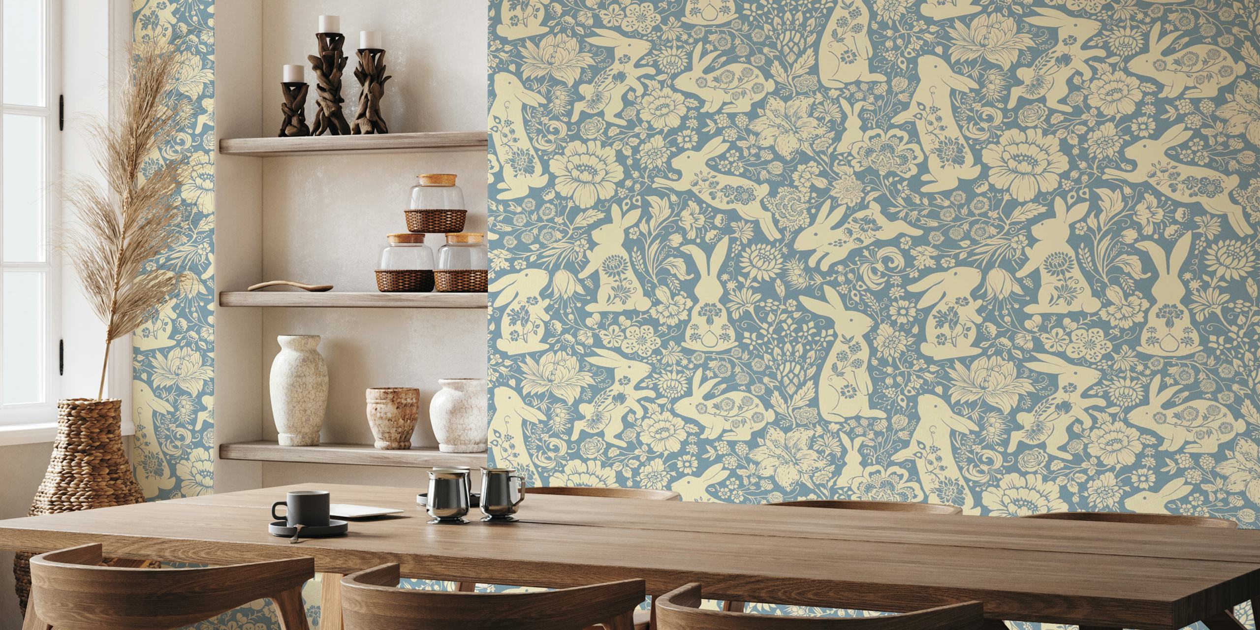 Rabbit Flower Dance wallpaper in a room