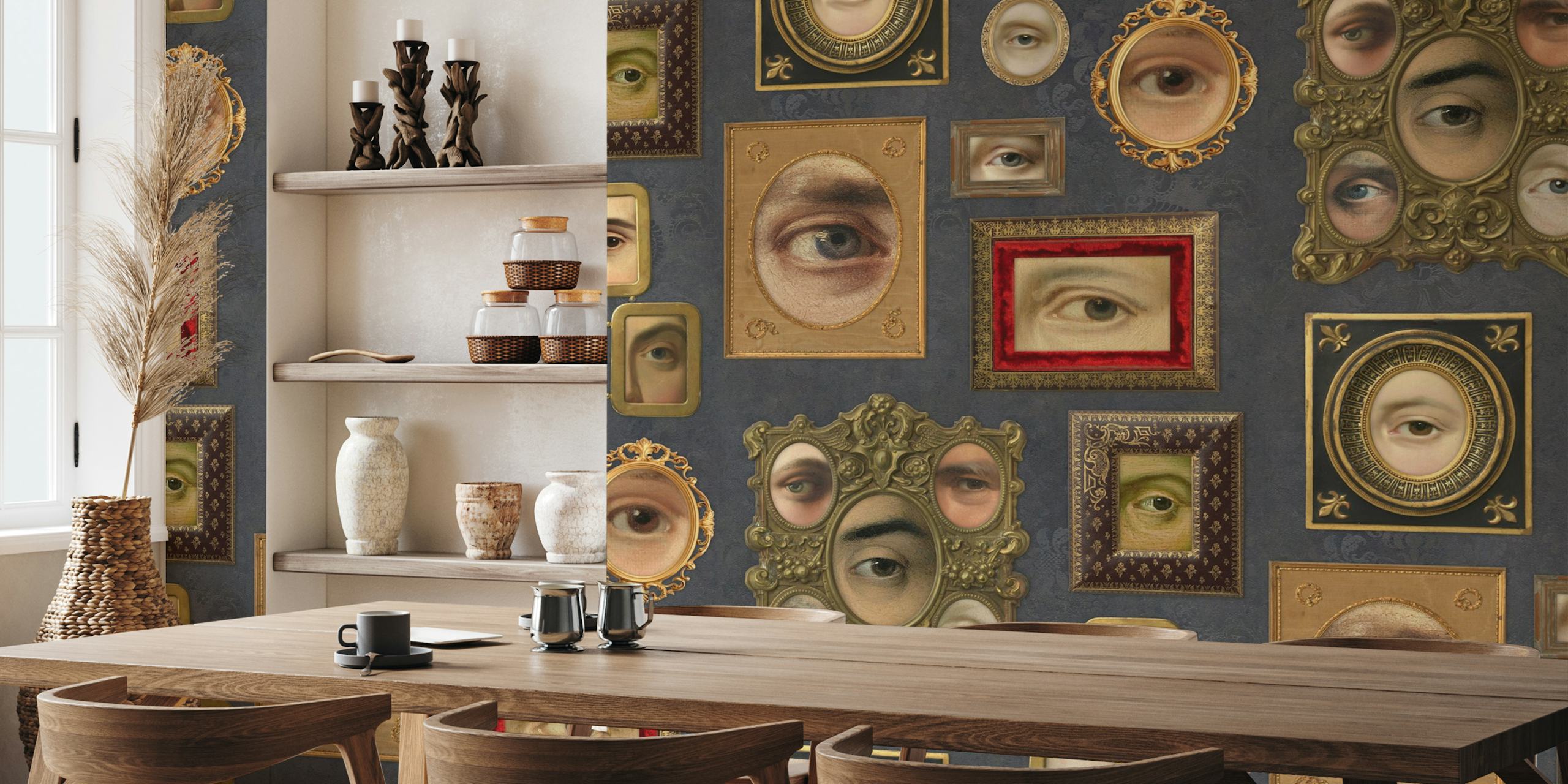 Carta da parati ritratti vittoriani in mauve grey