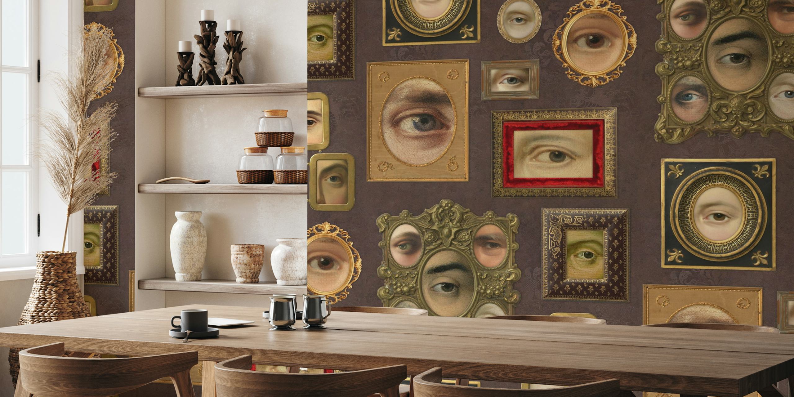 Victorian portraits wallpaper featuring framed eyes