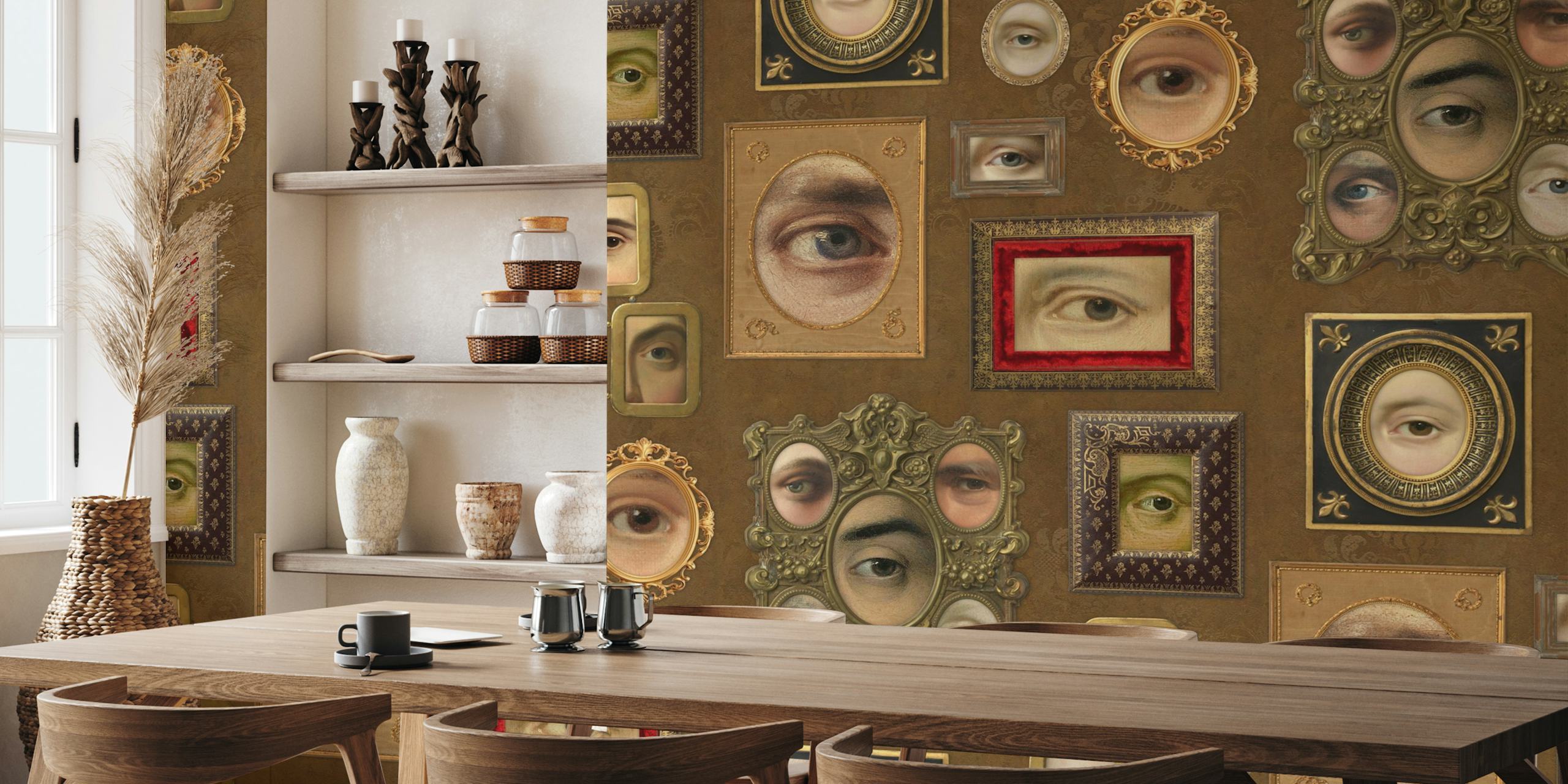 Single Eyes Victorian Portraits Rust tapet i rum