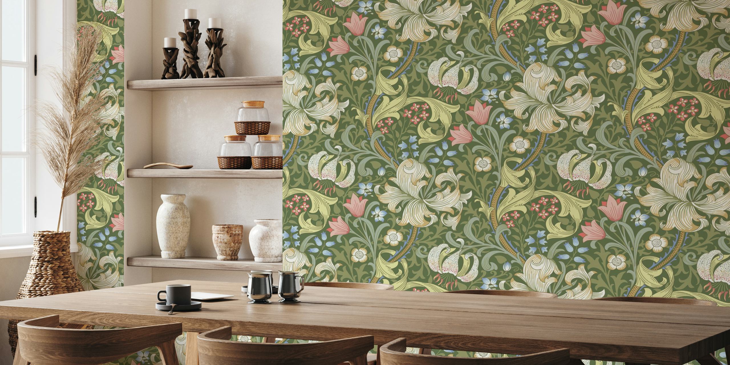 Victorian Golden Lily wallpaper design