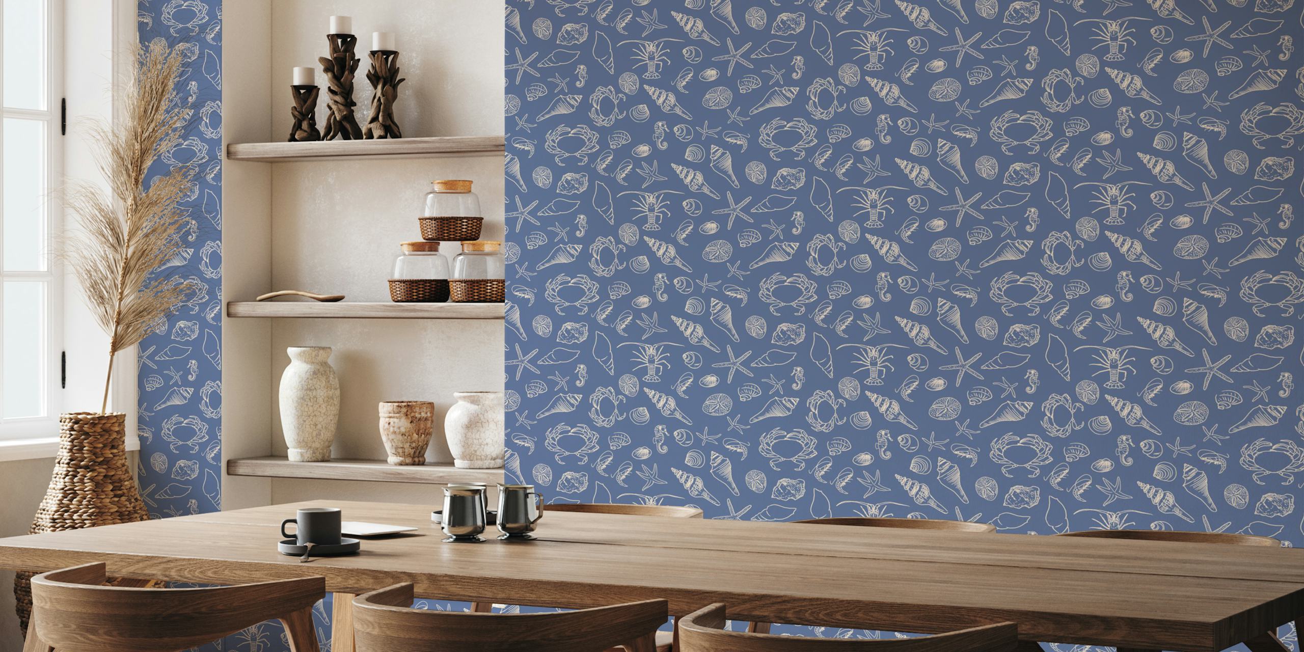 Seahorse Ocean Nautical wallpaper in a room