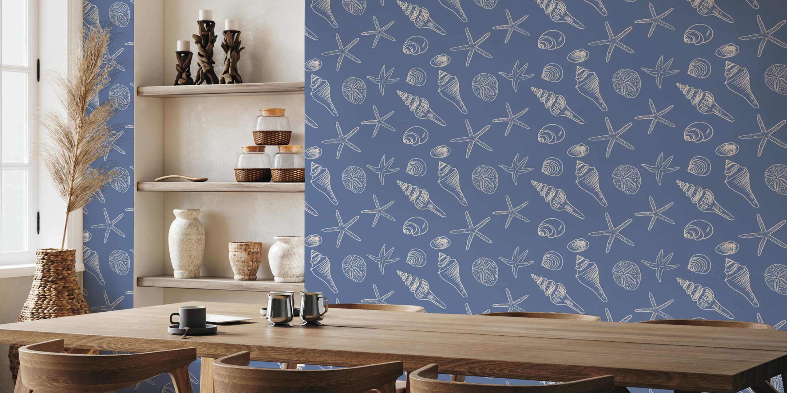 Papel de parede Seashells ocean em um quarto