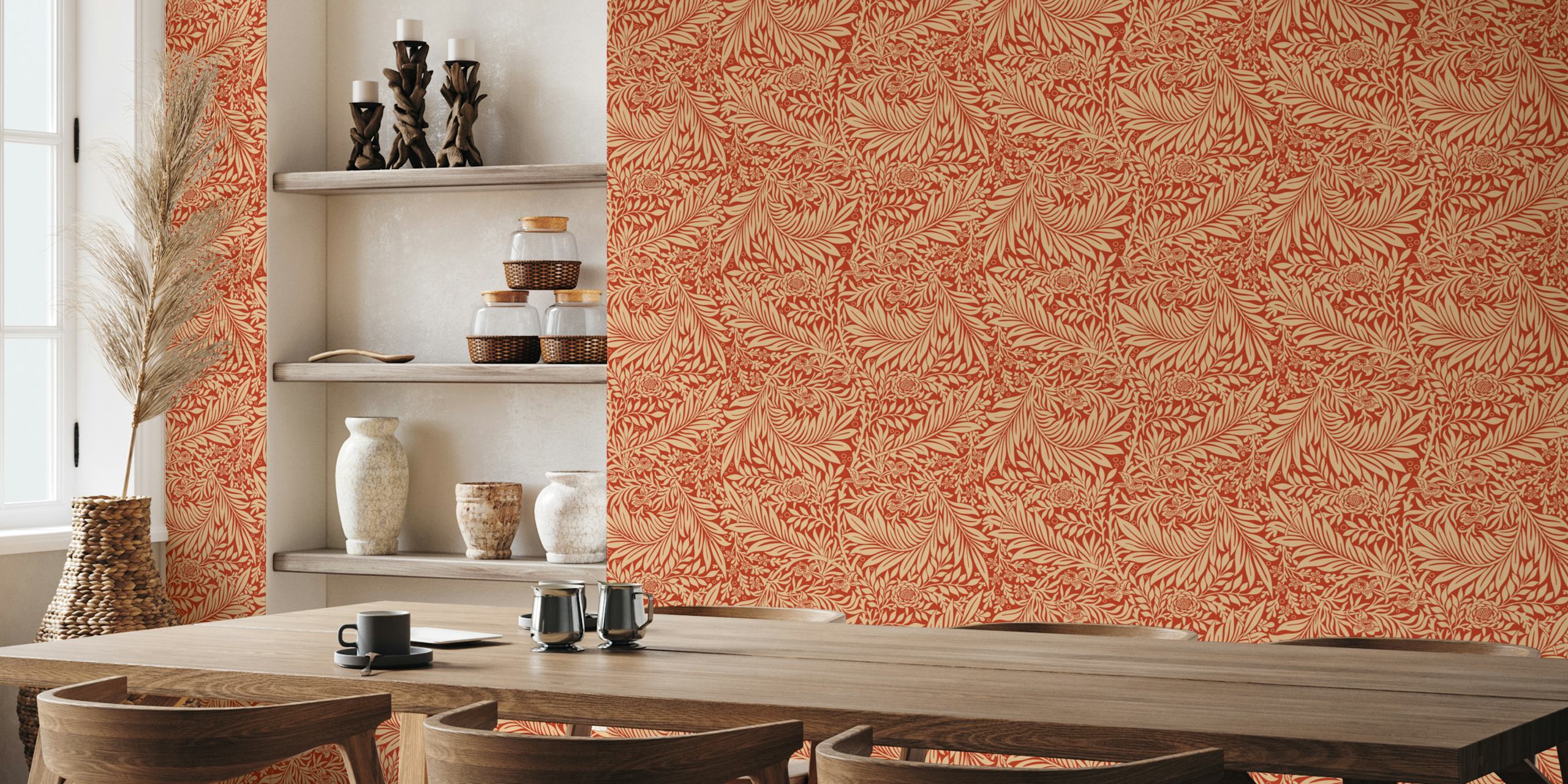 Victorian Larkspur pattern wallpaper displayed in a room