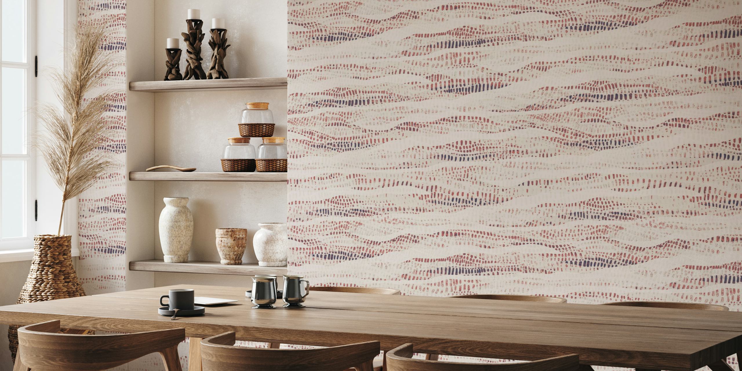 Textured and tonal earth tone tapetti huoneessa