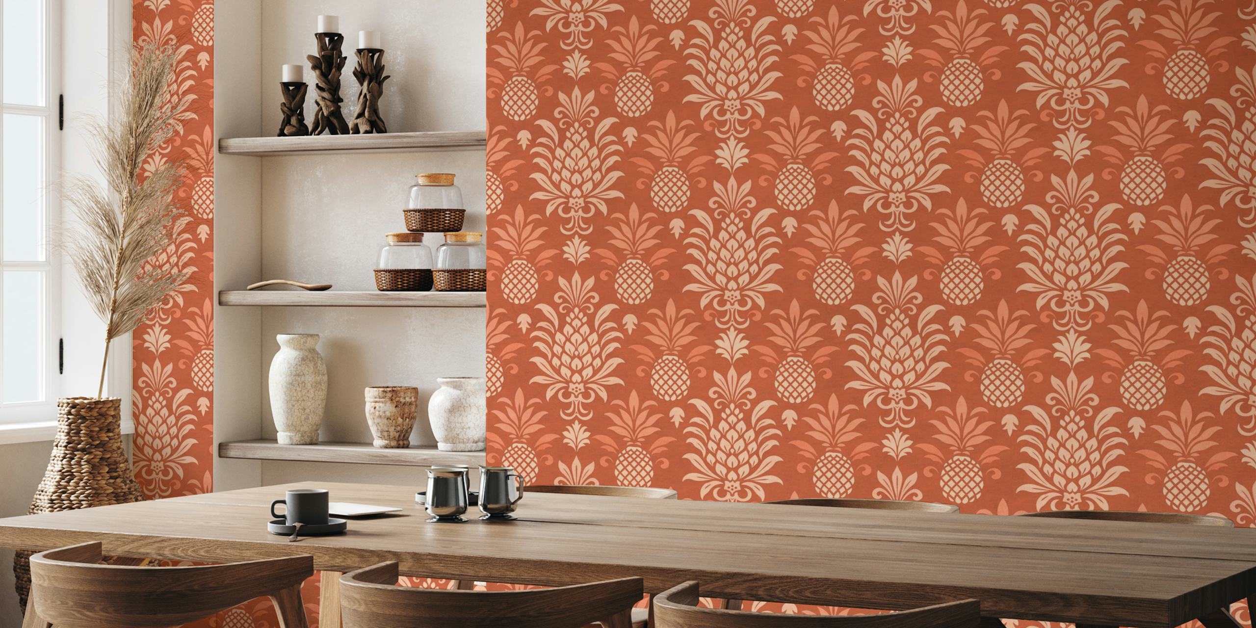 Tyylikäs pineapple tapetti huoneessa