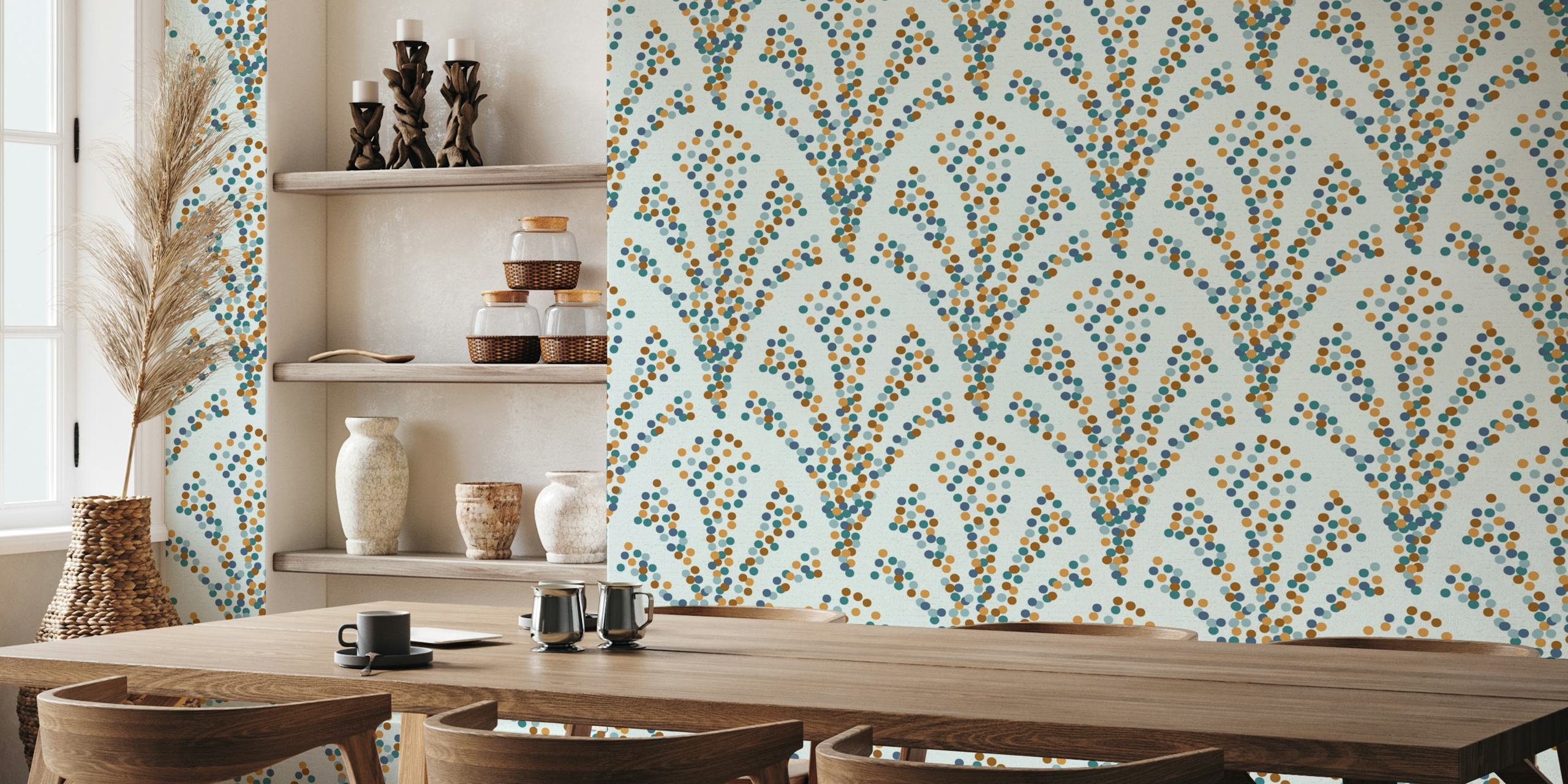 Confetti fountain beach vibes wallpaper in a room
