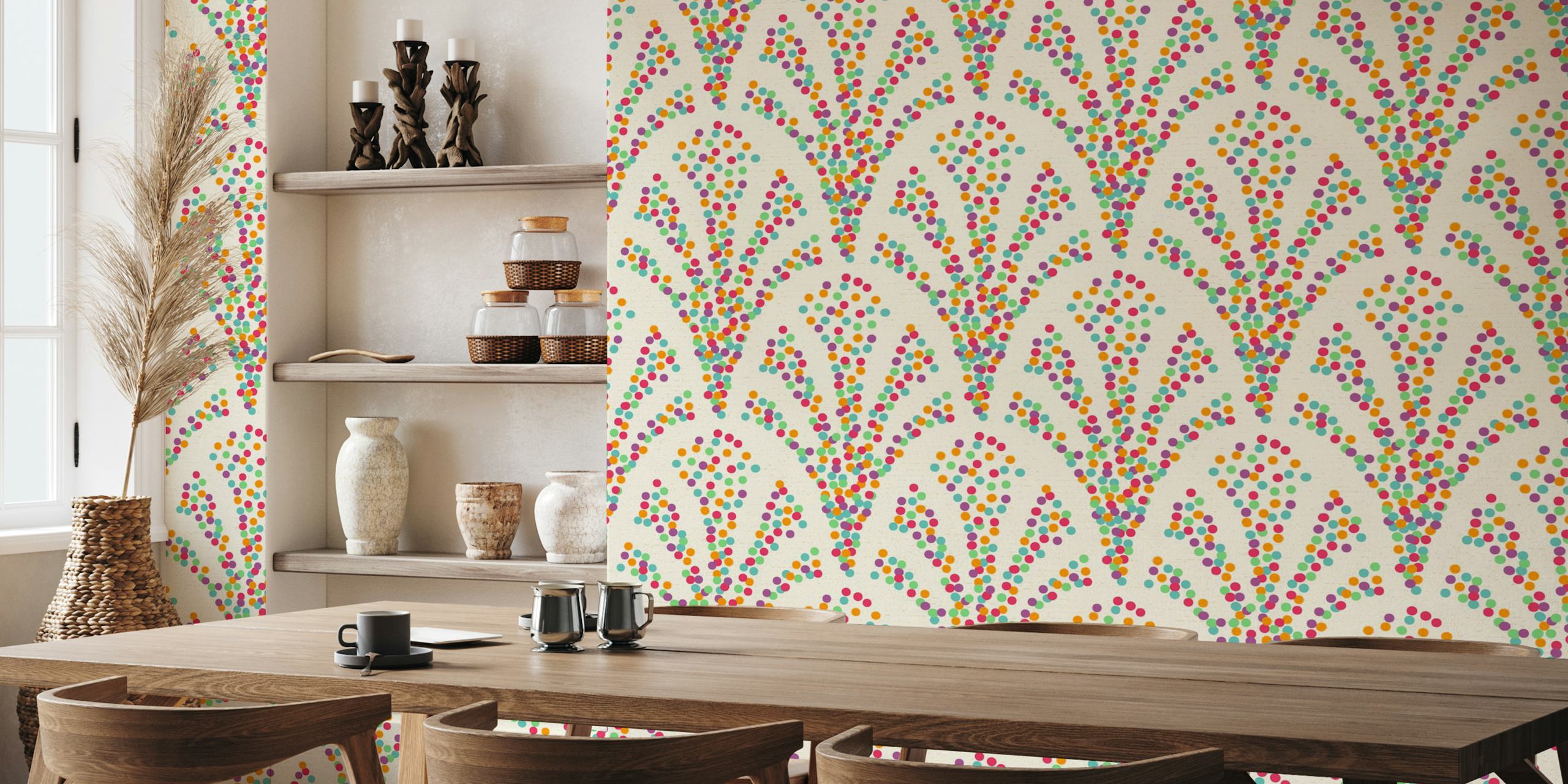 Confetti Fountain multicolor wallpaper in a room