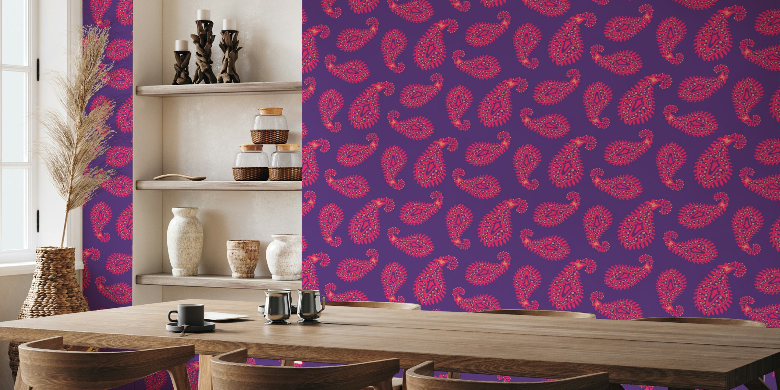 Paisley bohemian vintage wallpaper in a room