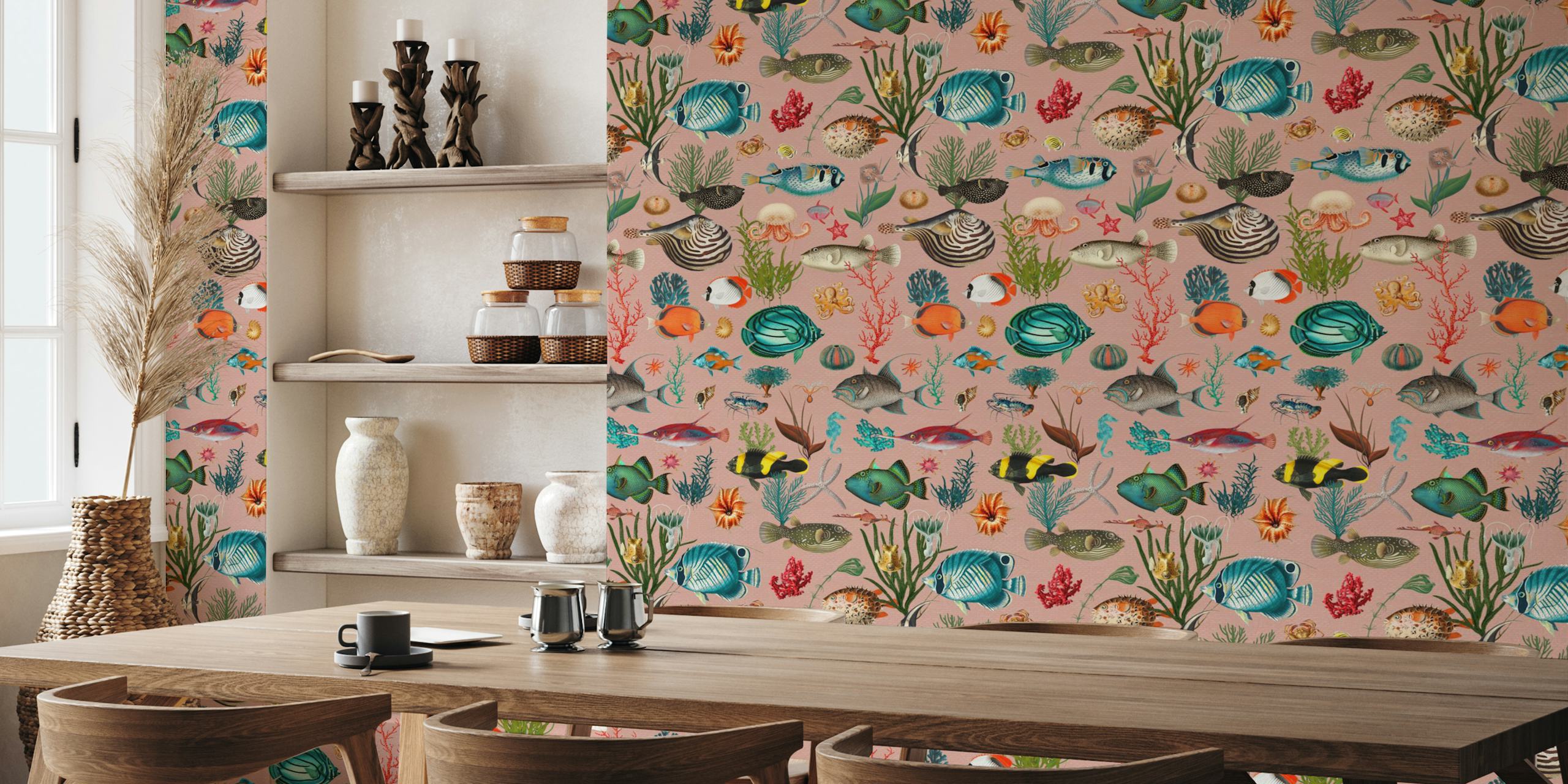 Oceania pattern wallpaper in einem Raum