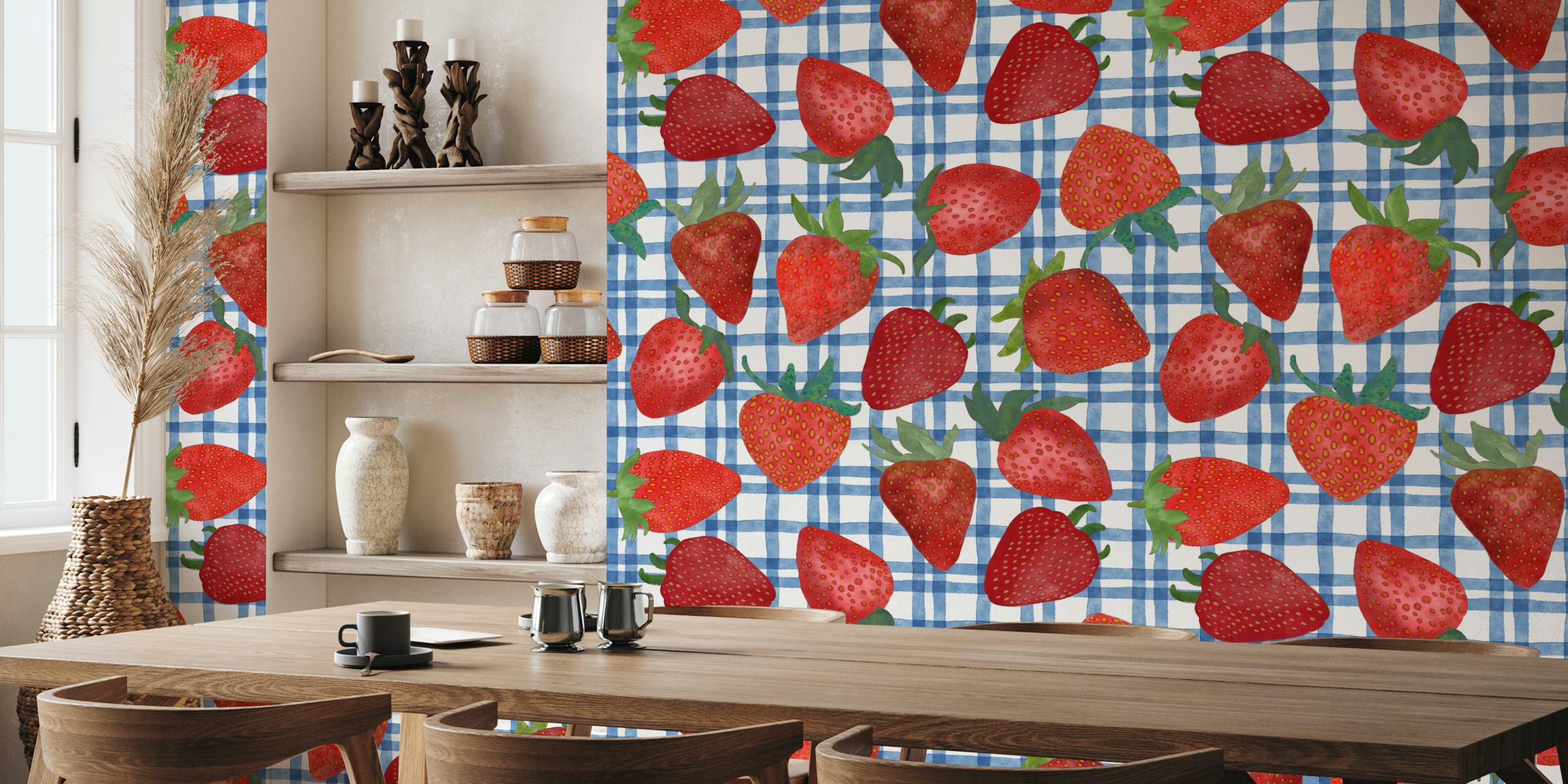 Watercolor Strawberries 5 wallpaper in a room