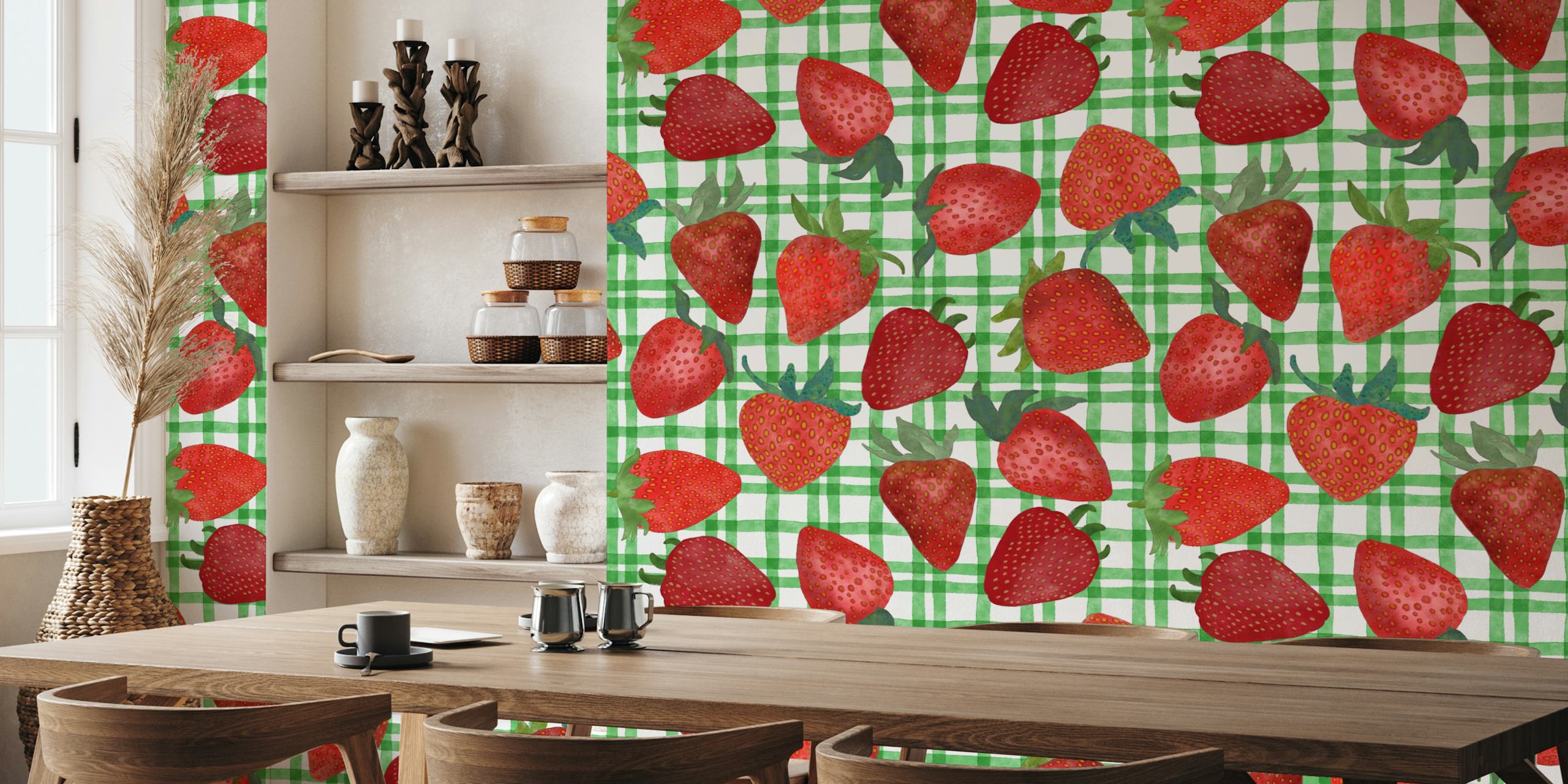 Papier peint Watercolor Strawberries dans une pièce