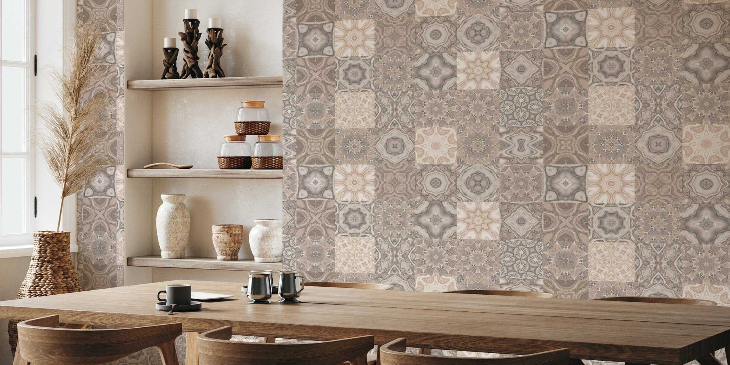 Vintage Moroccan Tiles Beige Cream u sobi