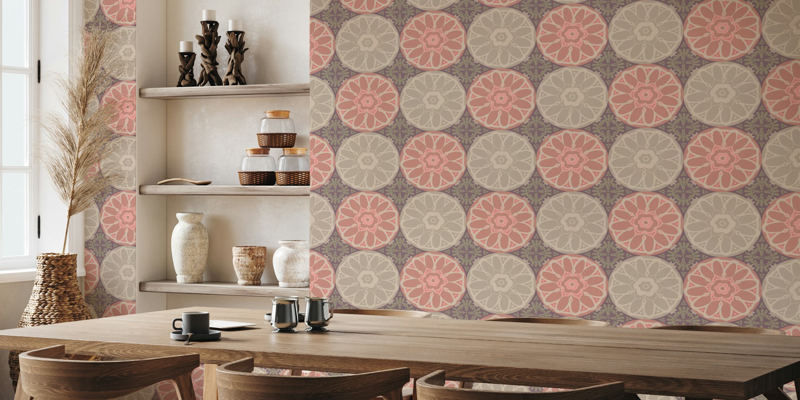 Bohemian Mandala Rust Sand Large wall mural featuring intricate patterns and a warm color scheme