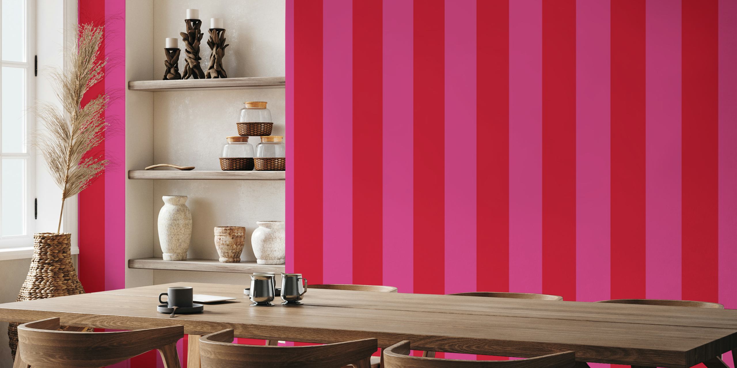 Pink och Red Stripe tapet i ett rum