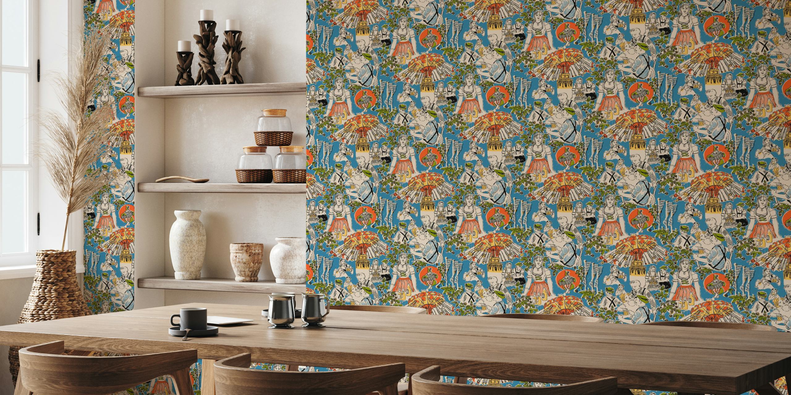 Oktoberfest themed wallpaper in a room