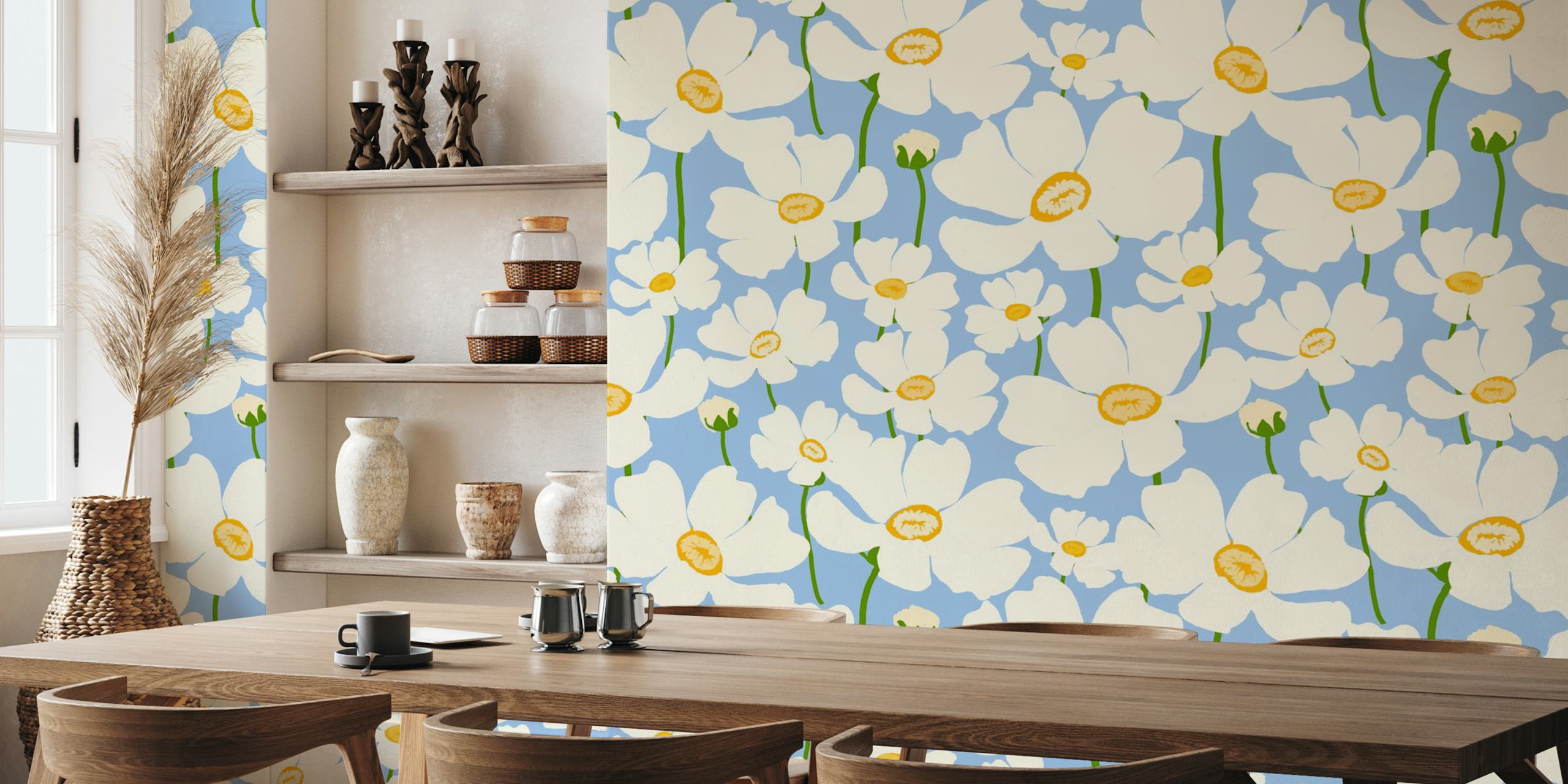 Buttercup field wallpaper in a room
