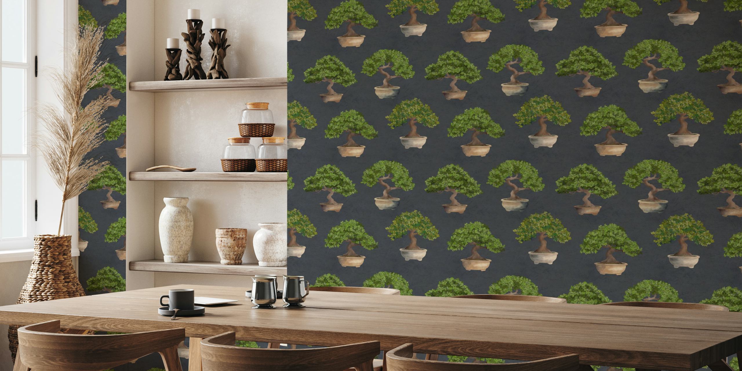 Papel de parede com Potted Japanese Bonsai Trees
