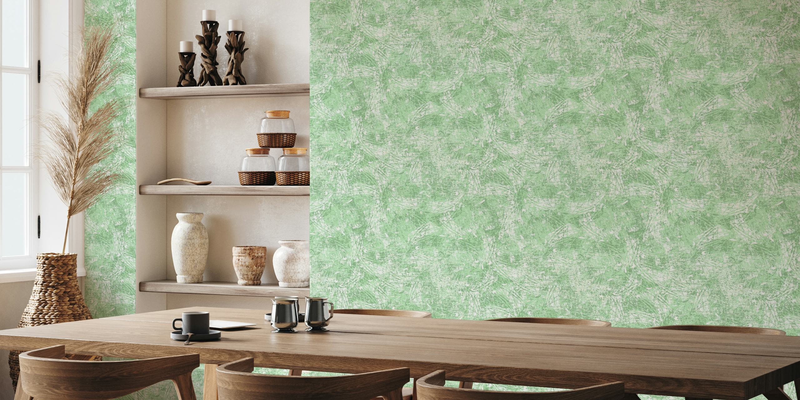 Green abstract textured wallpaper with soft brush strokes