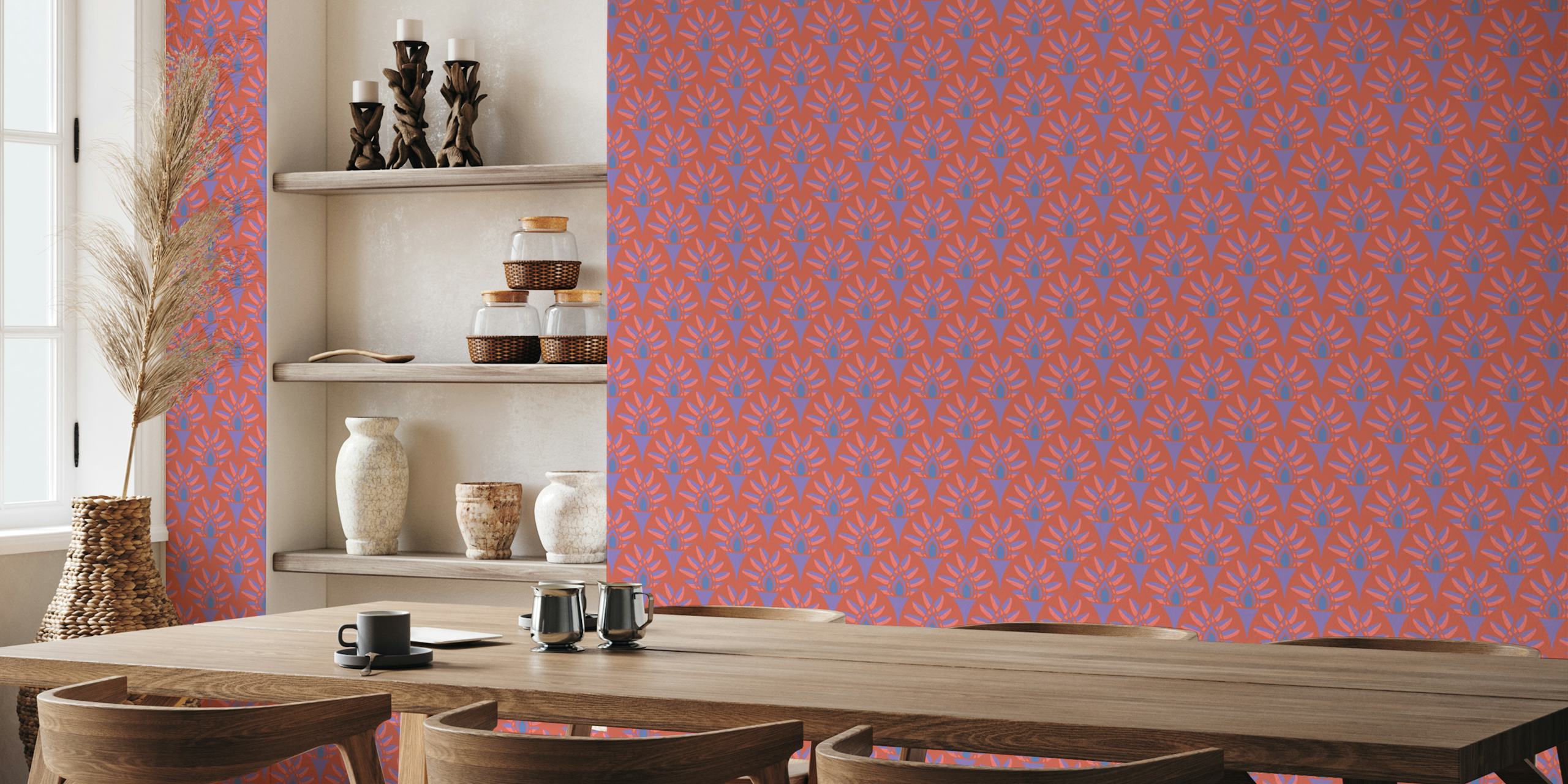 Acanthus Classical Botanical Leaf Terracotta Wallpaper