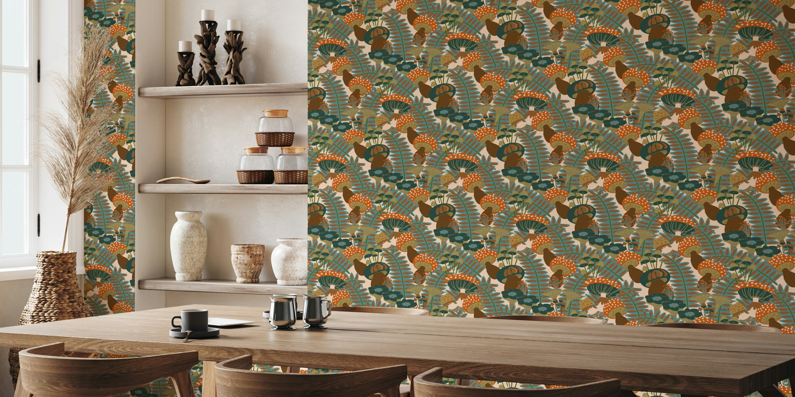 Autumnal Forest Fungi tapetdesign