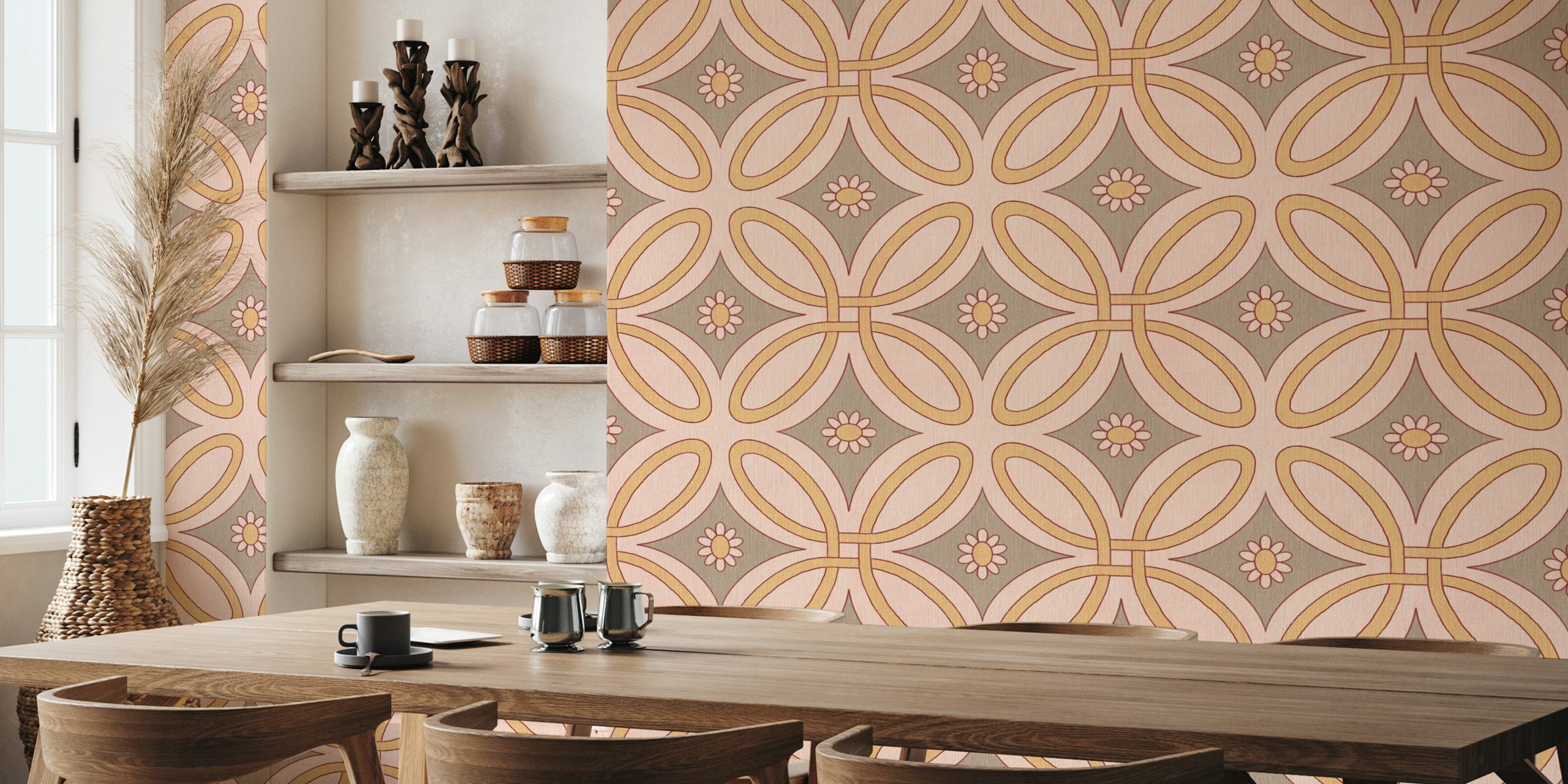 Celtic knot with florals em um quarto