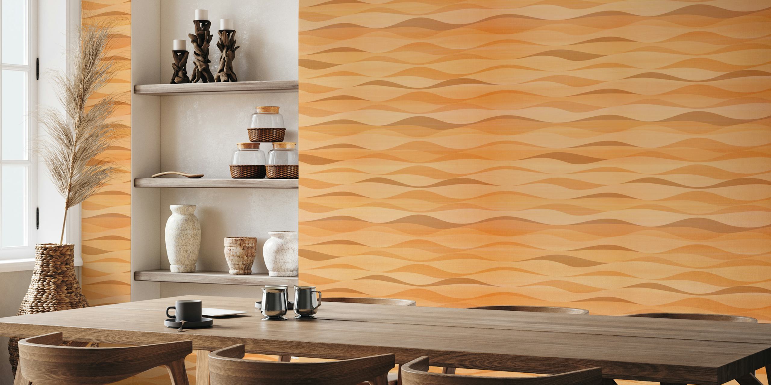 Abstract peach wavy pattern with soft gradients wallpaper