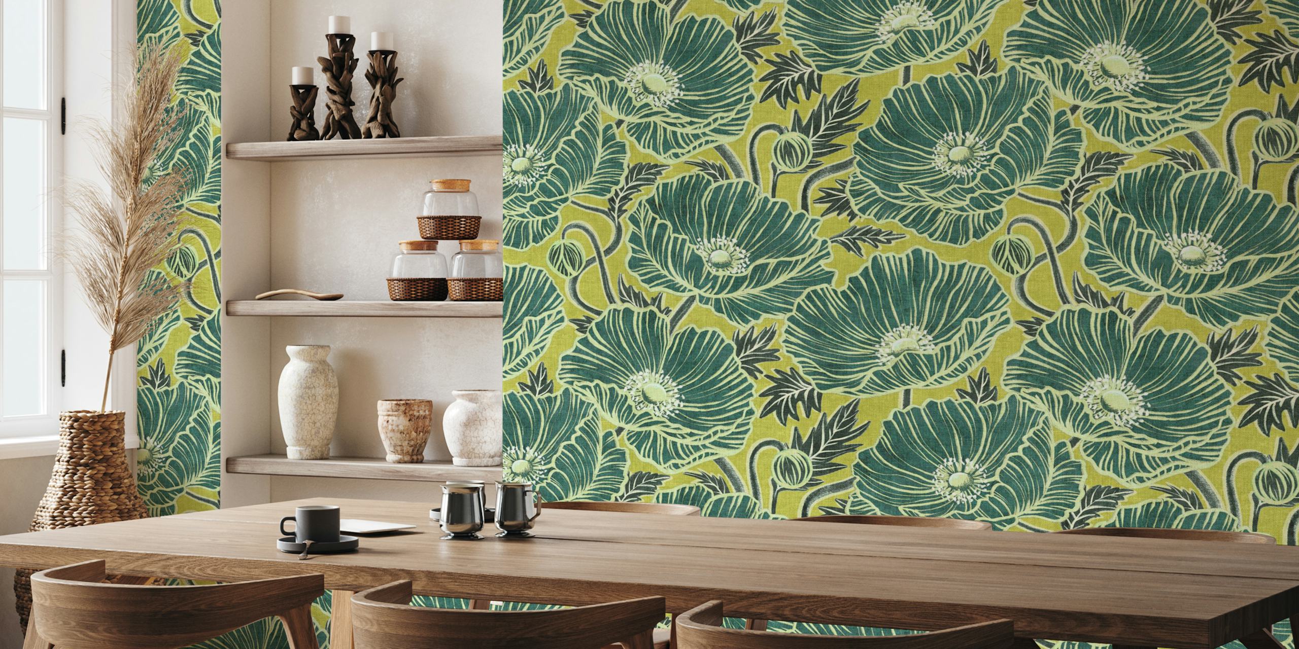 Fresh Wild Poppies wallpaper in a room
