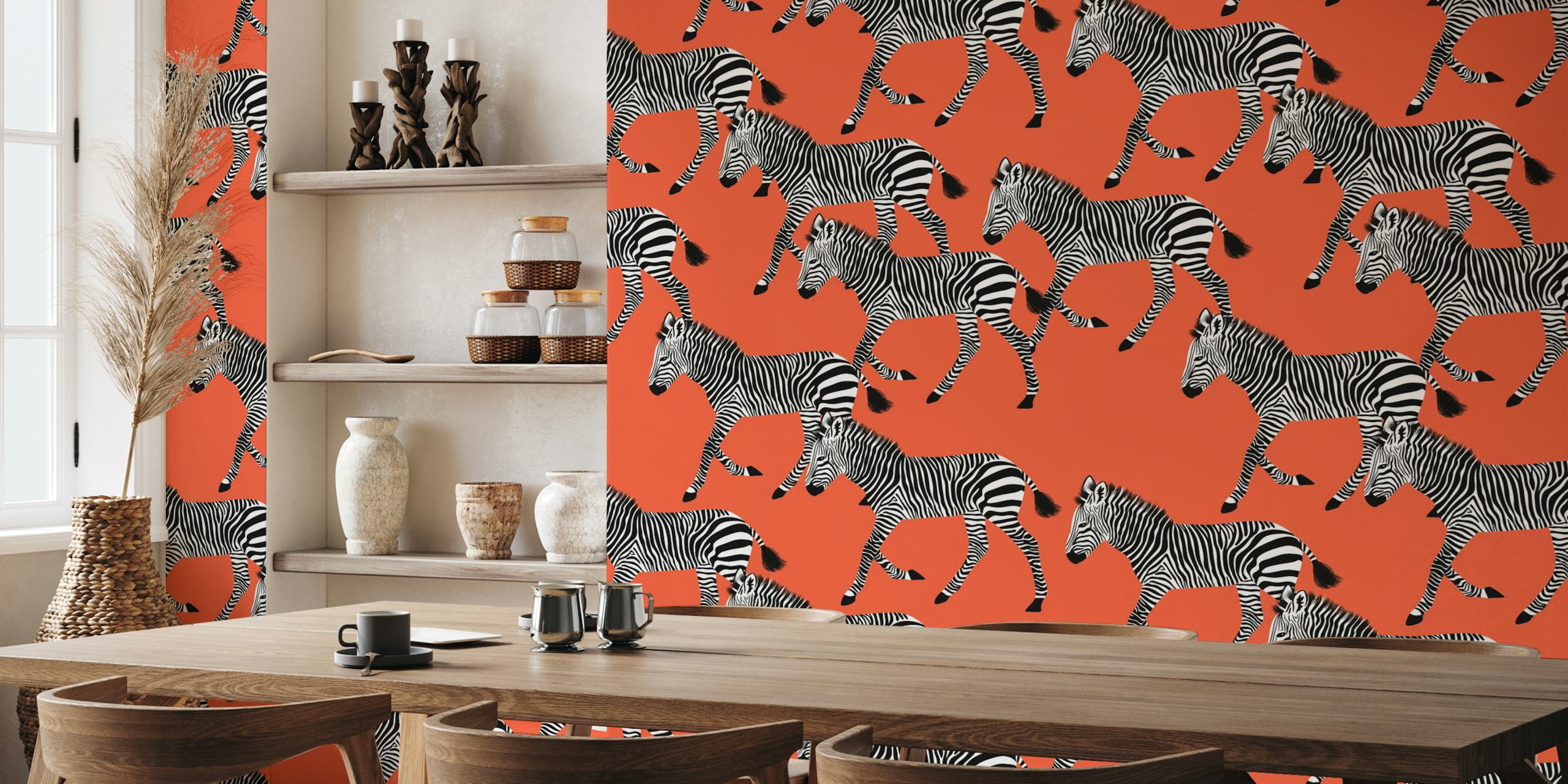 Papel pintado Zebra Walk 3 en una habitación vibrante