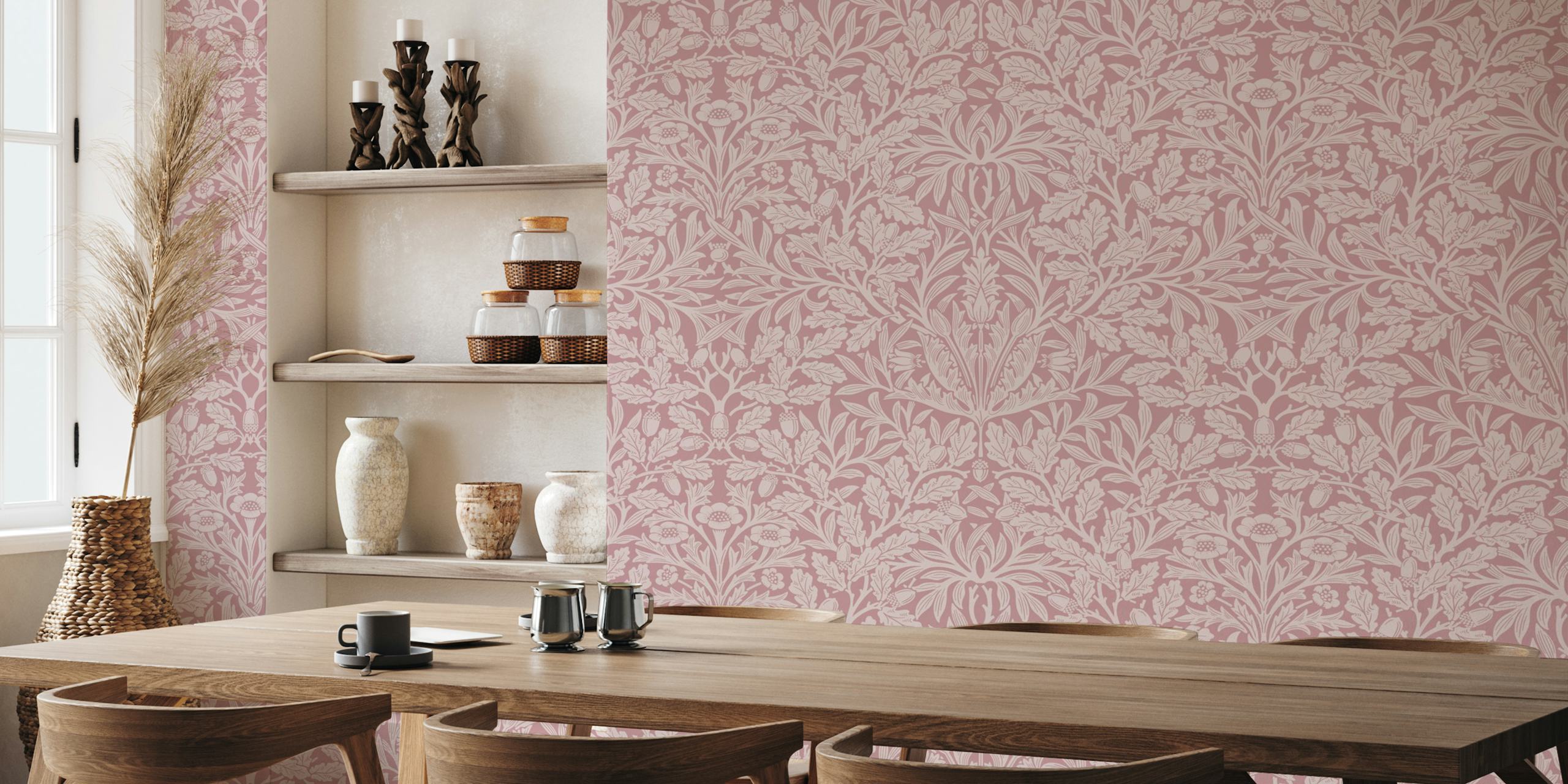 Victorian Acorn pattern i et støvete rosa rom
